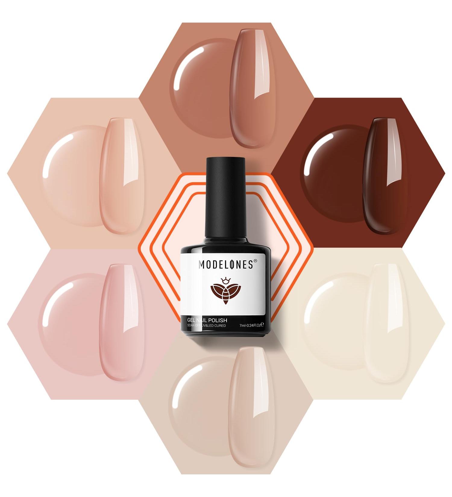 Modelones Nude Gel Nail Polish Set - 6 Colors for Manicure & Nail Art - Skin Tone Soak Off Gel Kit - Perfect Gift - Buy Online on SooperMarket.com
