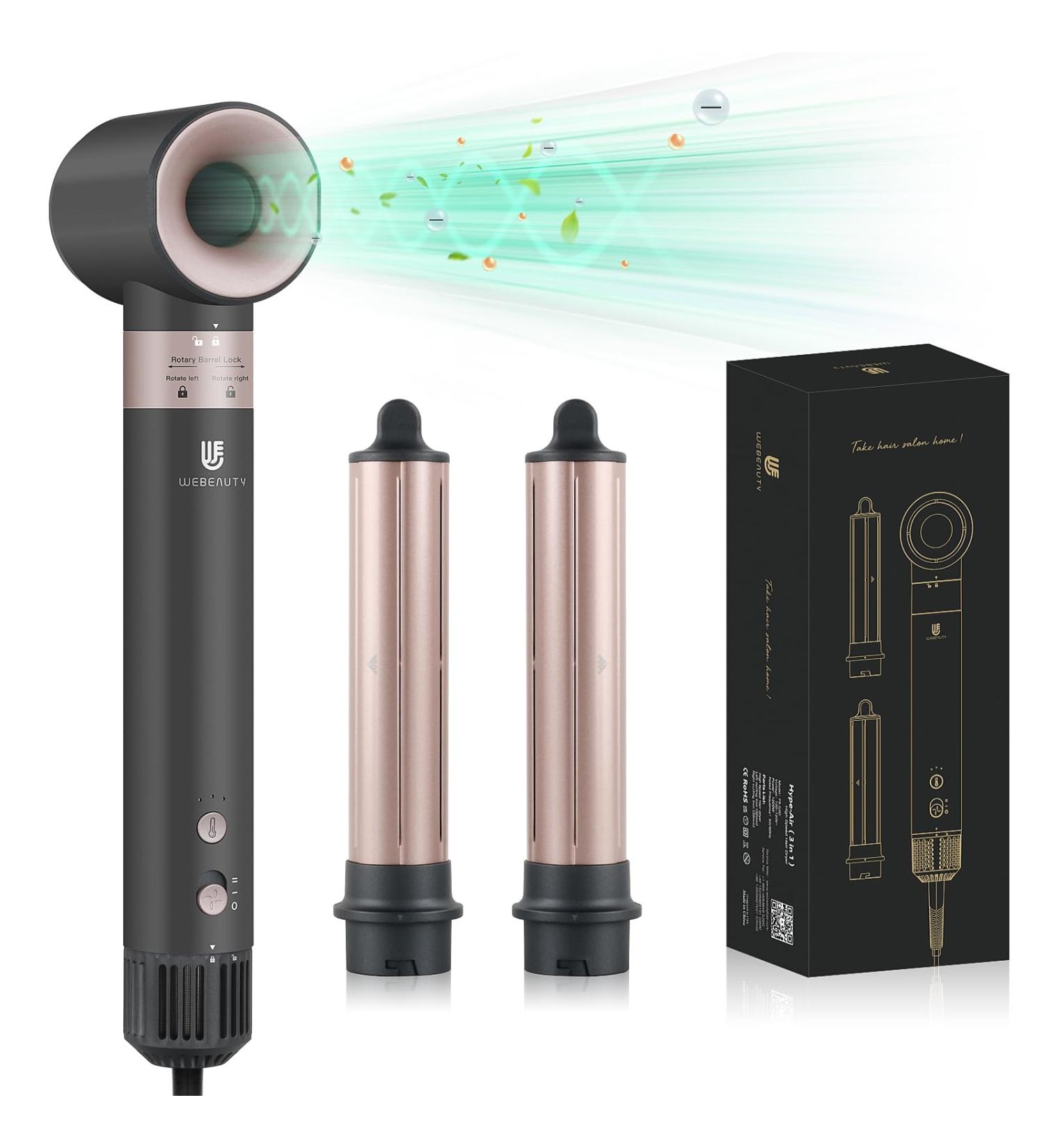 Auto Air Curling Wand & Hair Dryer Set - 1 1/4 Inch Ceramic Ionic Curler for Fast Drying & Stylish Waves - International Shipping Available - Buy Online on SooperMarket.com