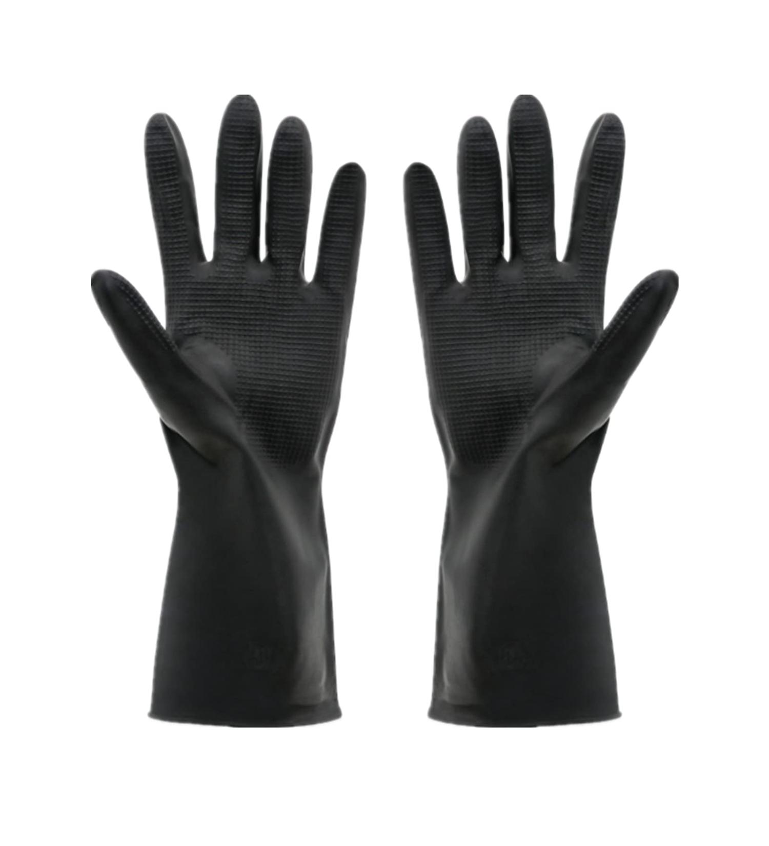 Long Rubber Household Gloves | Reusable Cleaning & Washing Gloves | Black L for Garden Car Wash & Work - Buy Online on SooperMarket.com