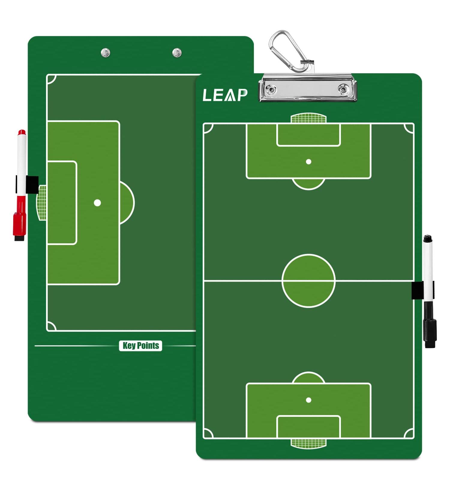 LEAP Soccer Clipboard Double Sided Design Premium Dry Erase Coaching Board Soccer Tactics Board for Coaches with Dry Erase Marker Pen Carabiner and Pen Holder - Buy Online on SooperMarket.com
