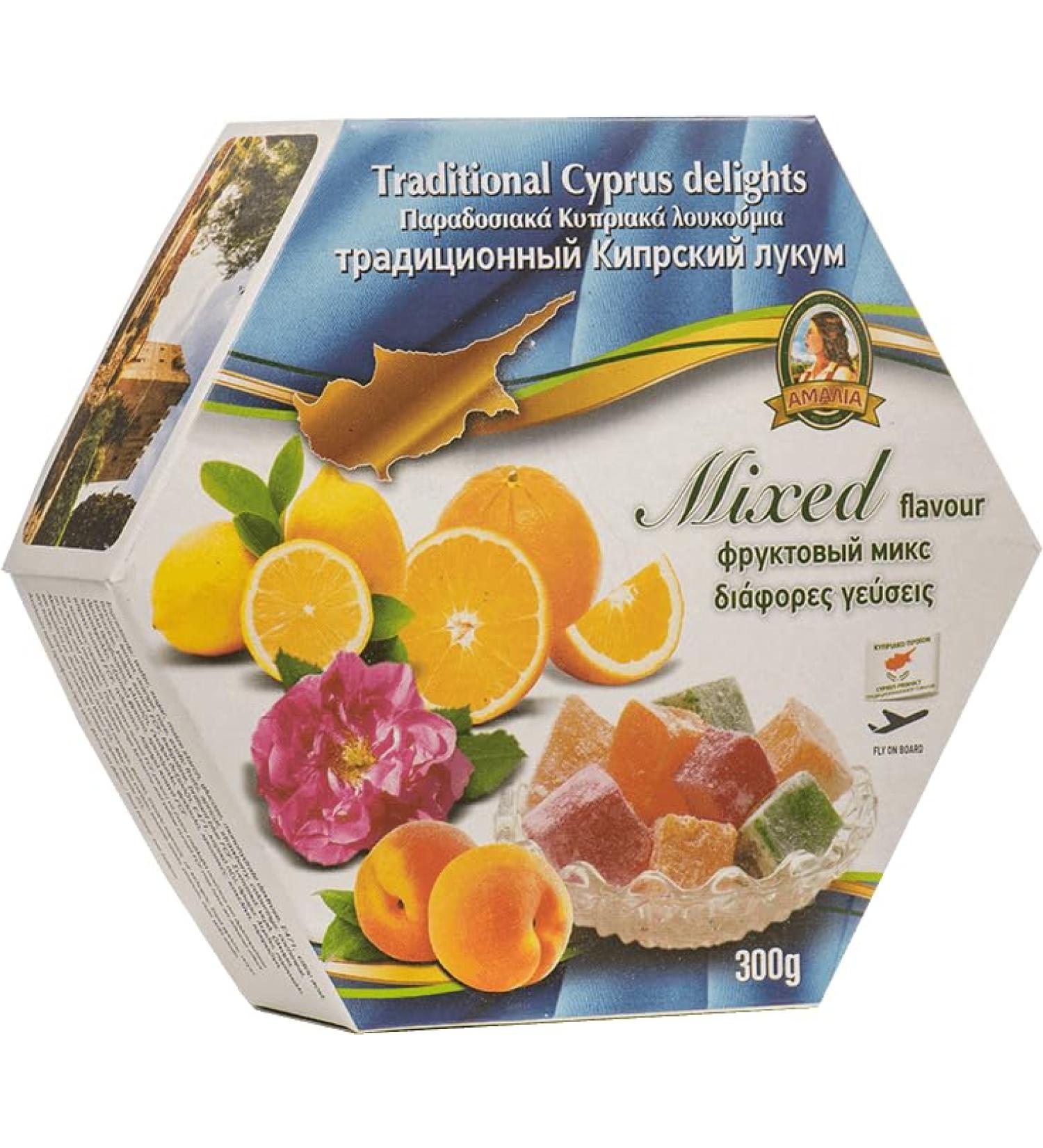 Traditional Cyprus/Greek Loukoumi Delight Sweets 300g- Select from Mixed Flavour (Mix Flavour Peach)