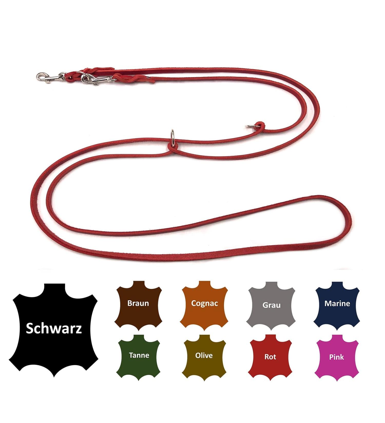 Adjustable Fat Leather Dog Leash for Small & Large Dogs - 2m 2.4m 2.8m 3.5m 5m - Red - Durable & Stylish - Buy Online on SooperMarket.com