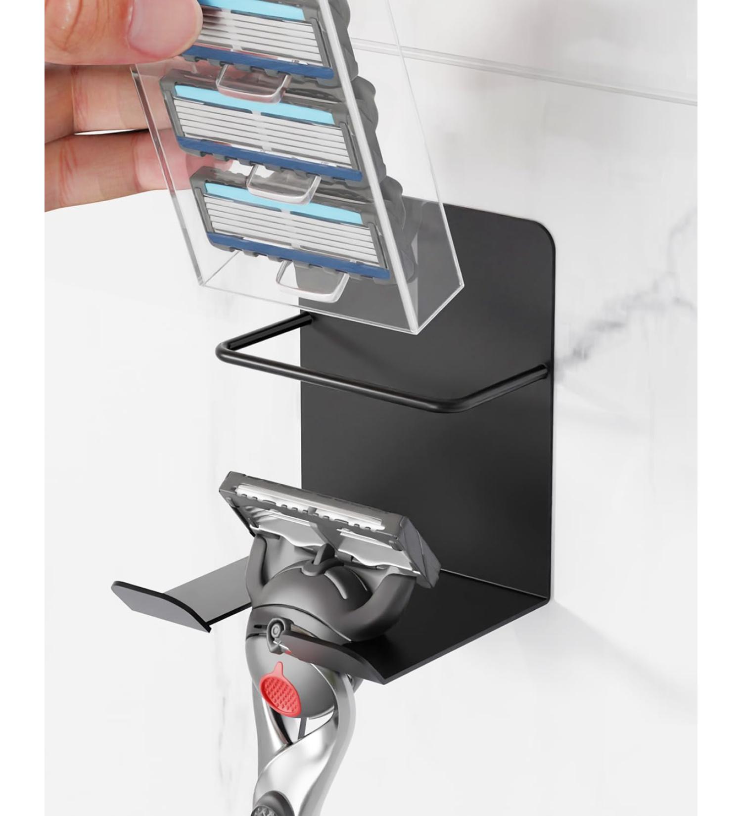 pickpiff Razor Holder with Razor Blades Refills Storage Self-Adhesive Stainless Shaver Hook Wall Mouthed Bathroom Shower Accessories Black Single Other - Buy Online on SooperMarket.com