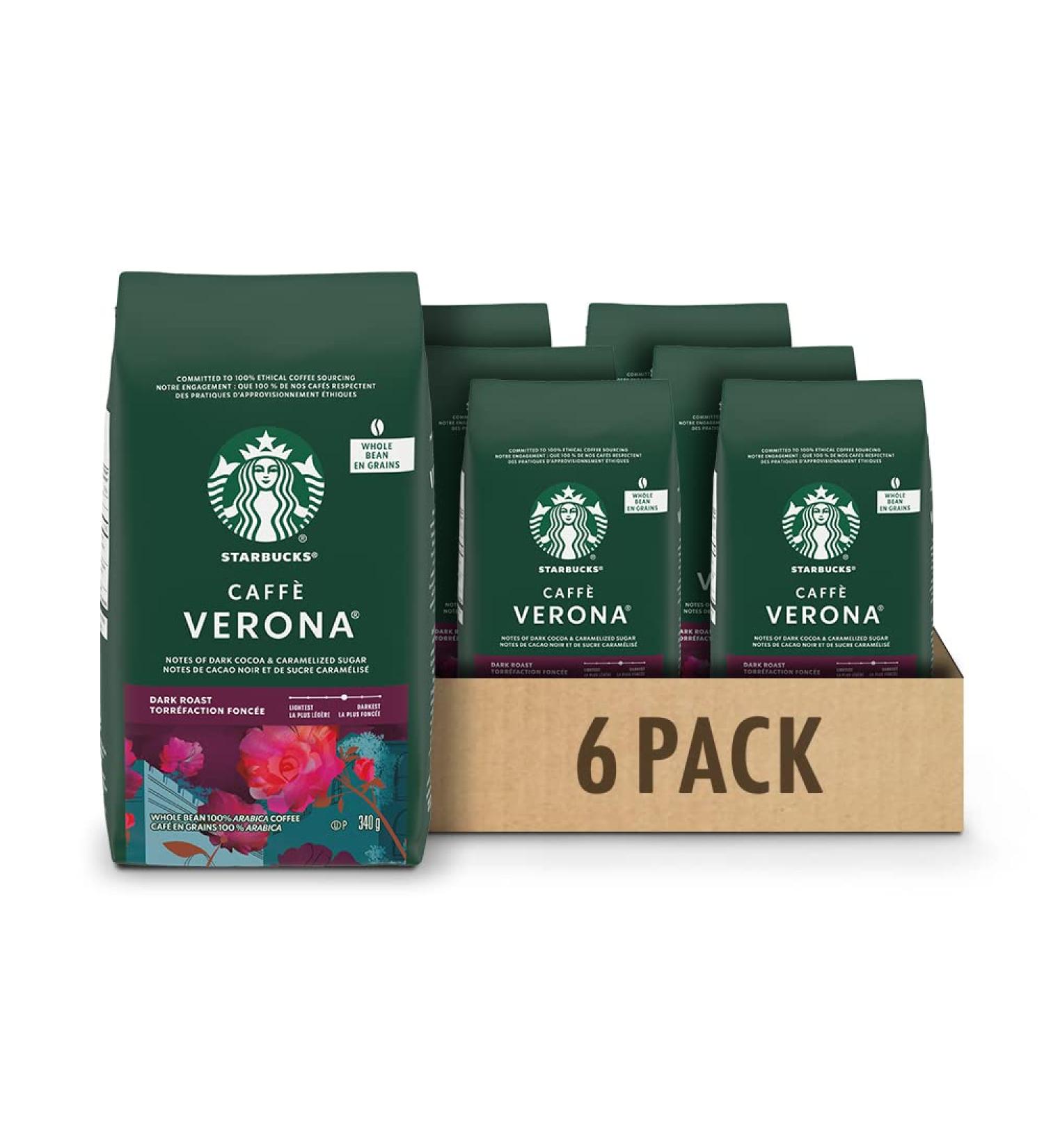 Starbucks Caff Verona Dark Roast Whole Bean Coffee 340g Bag (Pack of 6) Verona 340 g (Pack of 6) - Buy Online on SooperMarket.com