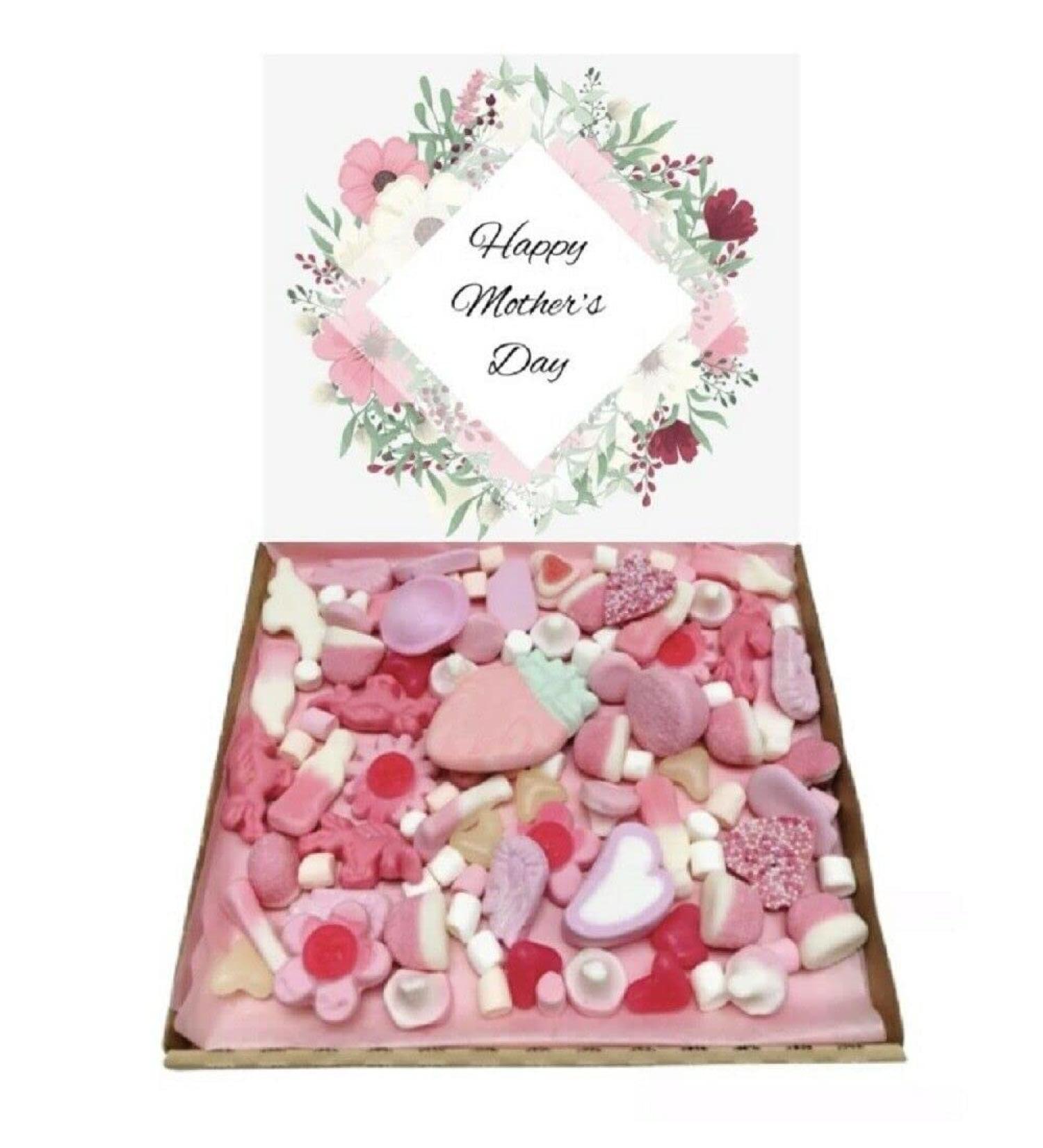 Pink Mothers Day Gift Present Pink Candy Pick N mix 300 g SweetBox Hamper Selection box Present With Pink Ribbon For Him or Her Show Someone You Care - Buy Online on SooperMarket.com