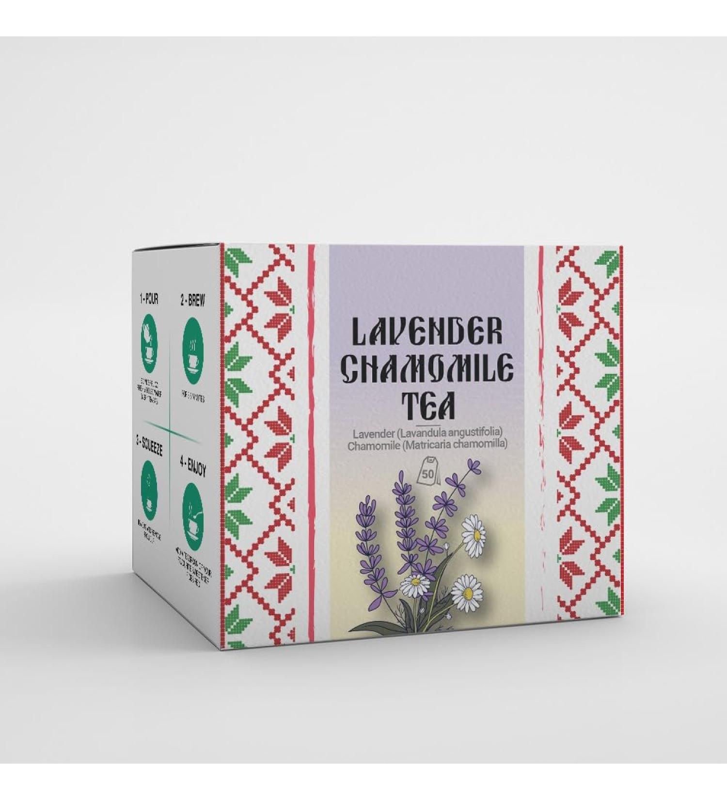 Lavender and Chamomile Tea by Amelia Rose | Sleep Tea | Relax Tea | 50 Tea Bags | 100% Natural Lavender and Chamomile Herbal Tea - Buy Online on SooperMarket.com