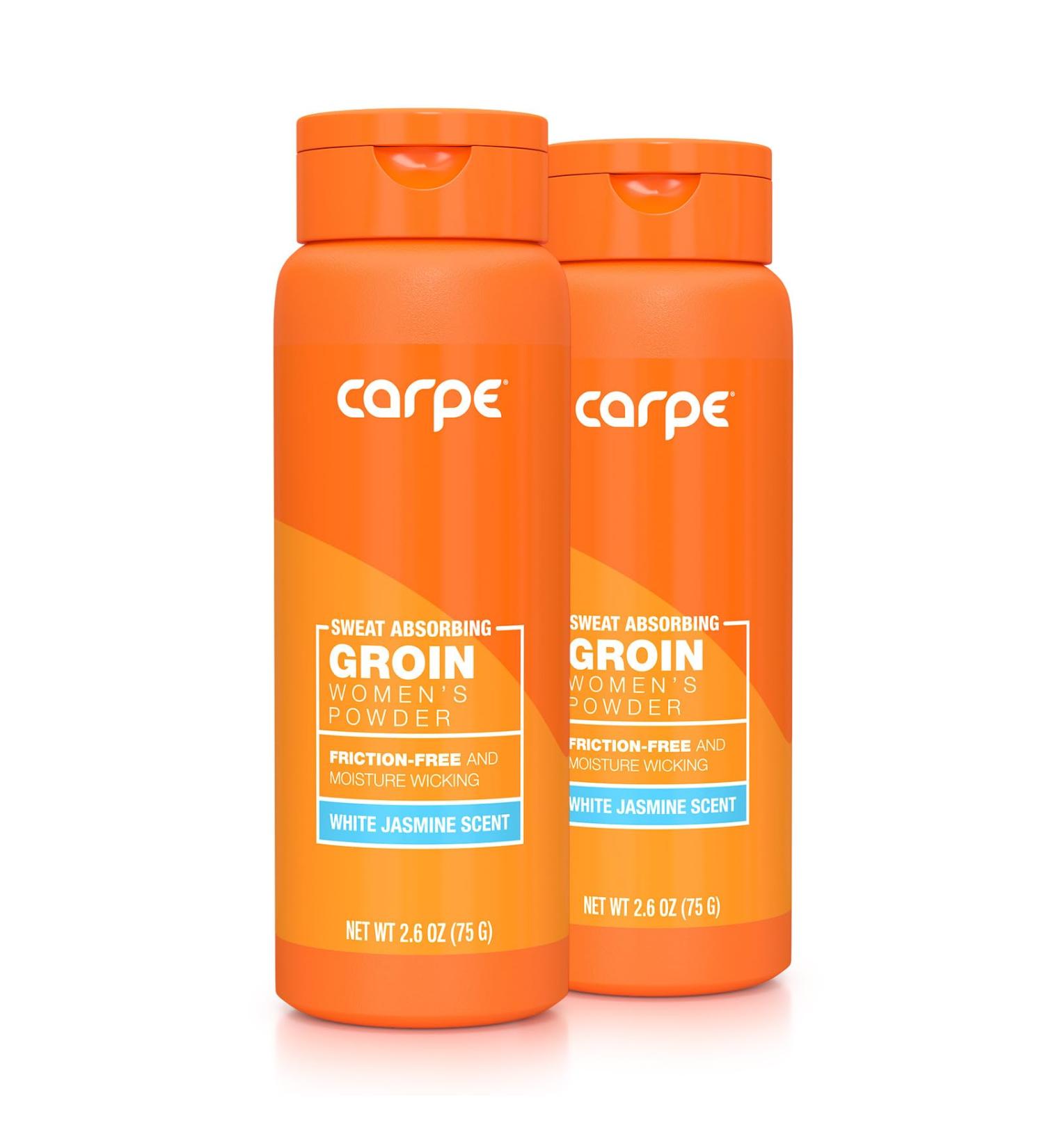 Carpe No-Sweat Groin Powder (for Women) - Designed for Maximum Sweat Absorption - Mess and Friction Free Stop Chafing - Talc Free Powder Women s Groin Powder (Pack of 2) 2.6 Ounce (Pack of 2) - Buy Online on SooperMarket.com