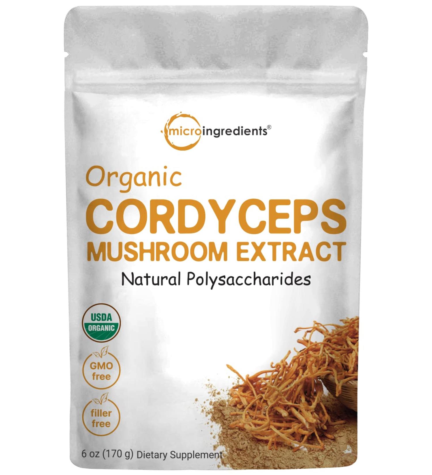 Sustainably US Grown Organic Cordyceps Mushroom Extract Powder - 1.6 oz (30% Polysaccharides, Cordycepic Acid) - Energy & Immune Support - Buy Online on SooperMarket.com