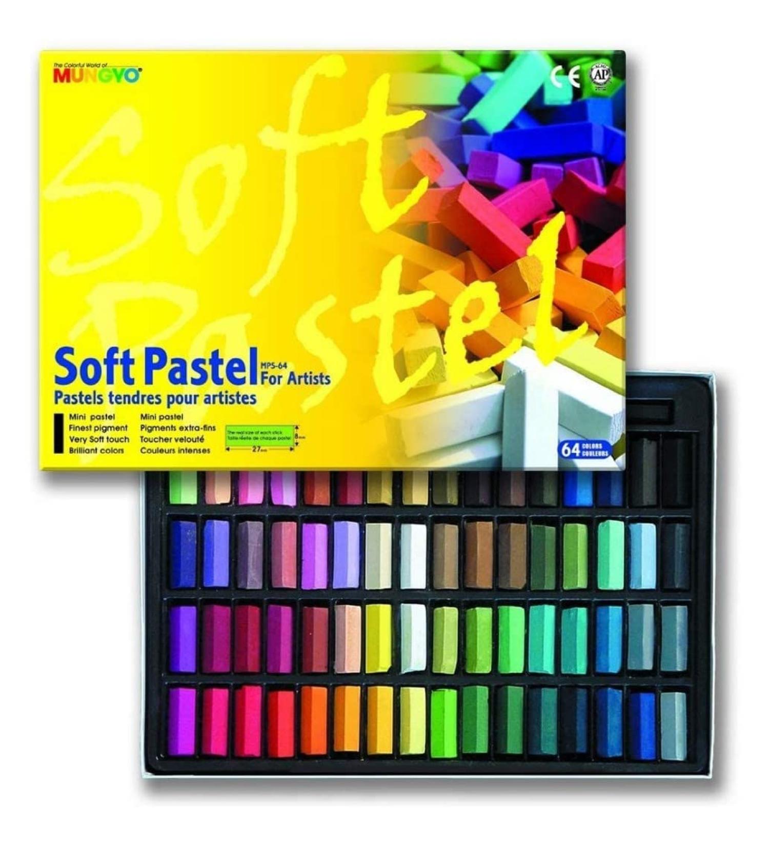 MUNGYO Non Toxic Square Chalk Soft Pastel 64 Pack Assorted Colors - B441R078-7003A - Buy Online on SooperMarket.com