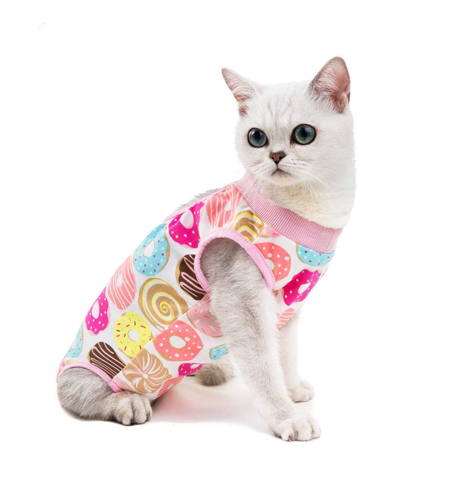 BT Bear Cat Professional Surgery Recovery Suits Cat Clothes for Abdominal Wounds or Skin Diseases After Surgery Wear Home Clothing L: back length 35cm Donuts - Buy Online on SooperMarket.com