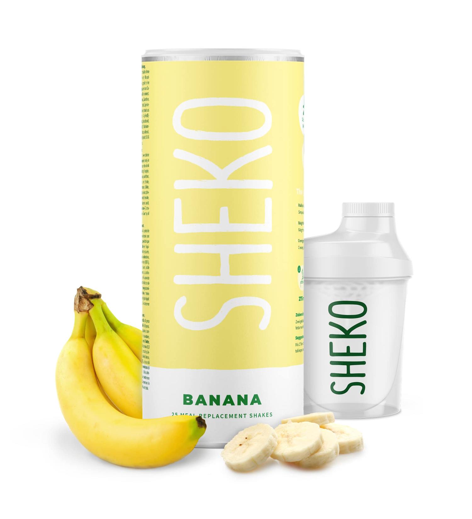 Sheko Banana Meals Shake - 25 Creamy Low-Calorie Banana Shakes | Weight Loss Diet | Delicious 200kcal Shake with Shaker - Buy Online on SooperMarket.com