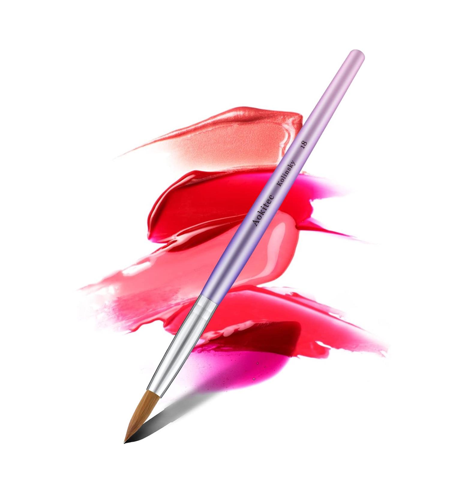 Aokitec Sable Kolinsky Nail Brush #18 - Professional Acrylic Brush for Nail Art | High-Quality Wood Manicure Tool | Violet - Buy Online on SooperMarket.com