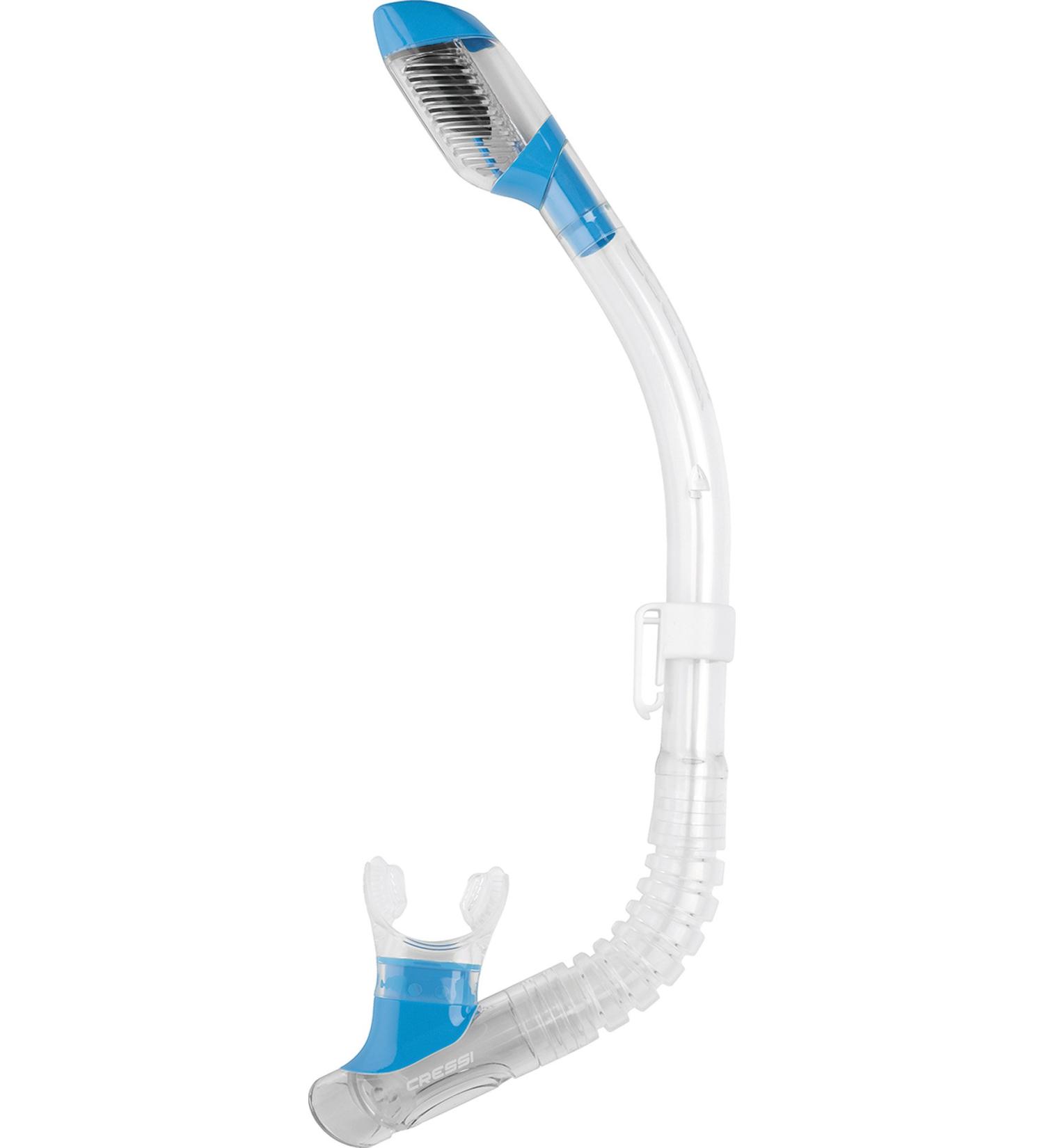 Cressi Youth Dry-Top Snorkel - Splash-Guard, Silicone Mouthpiece, Italy Design - Clear/Blue - Buy Online on SooperMarket.com