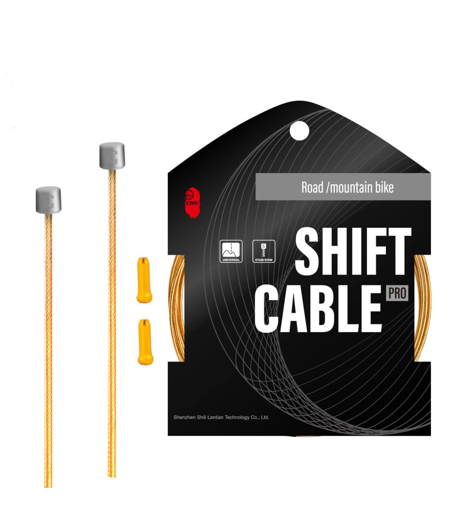 Chooee Bicycle PRO Shift Cable - Ultra Slick Derailleur Cable for Shimano/SRAM Shifter - Gold - 2x2500mm - Buy Online on SooperMarket.com