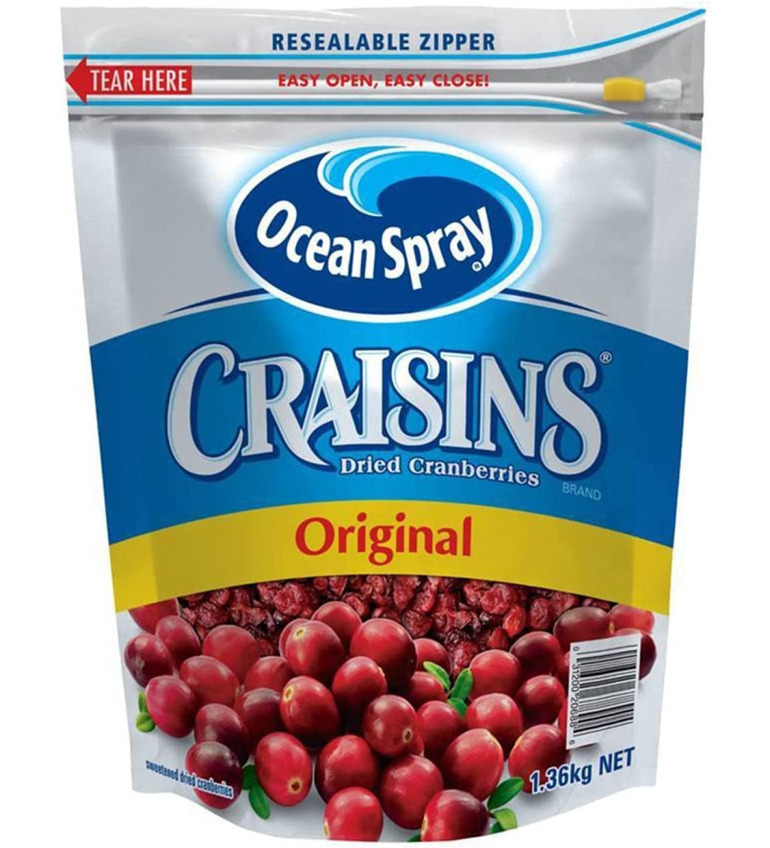 Ocean Spray Craisins Whole Dried Cranberries 1.36 kg | Ideal for Snacking Salads Baking Cerels | Bigger Family Pack | Resealable Pack | Dried WHole Juicy Cranberries | Sold by Essential Products - Buy Online on SooperMarket.com