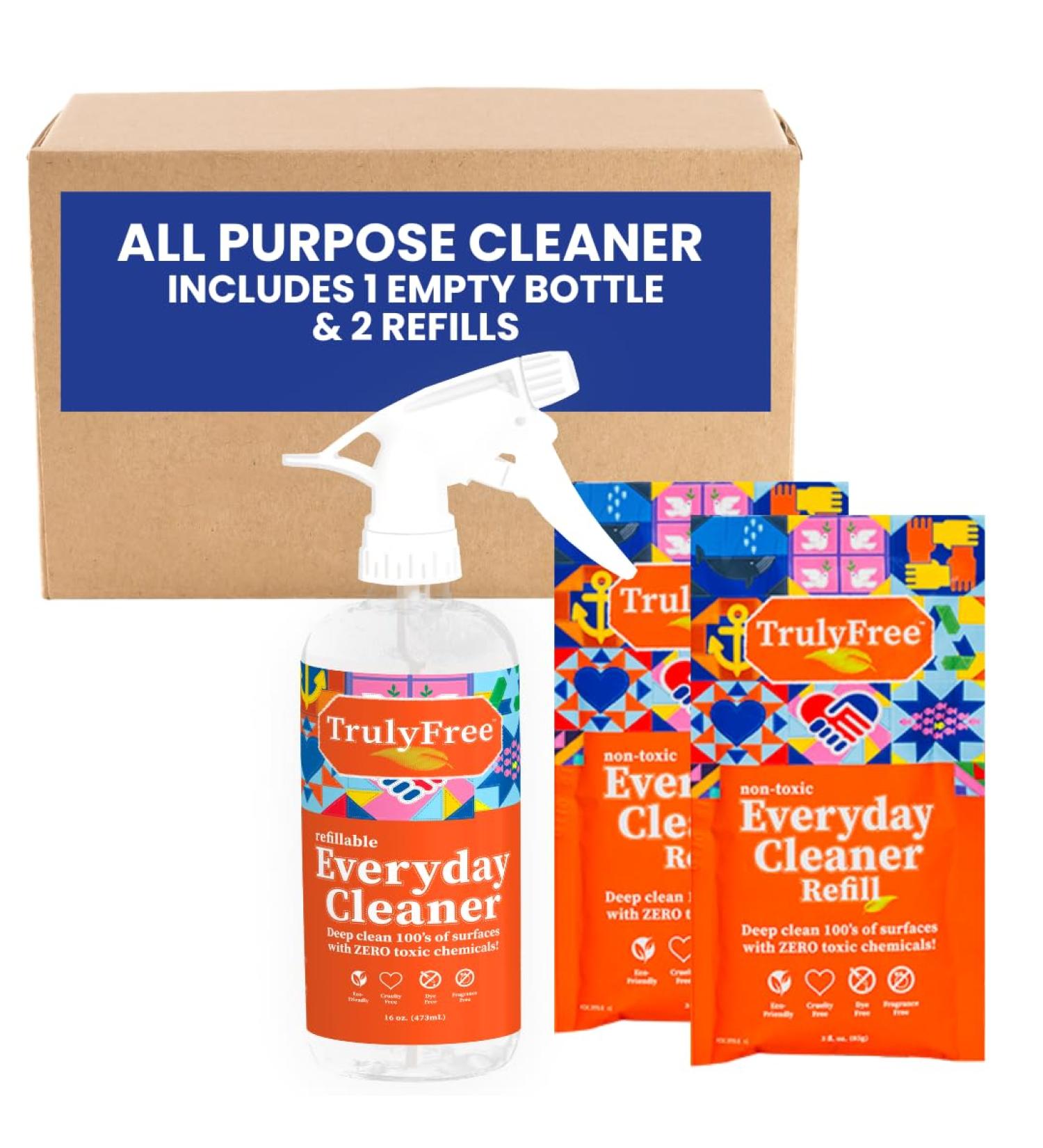 Truly Free Everyday Cleaner - Natural All-Purpose Spray & 2 Refills | Eco-Friendly Household Cleaning Supplies - Buy Online on SooperMarket.com
