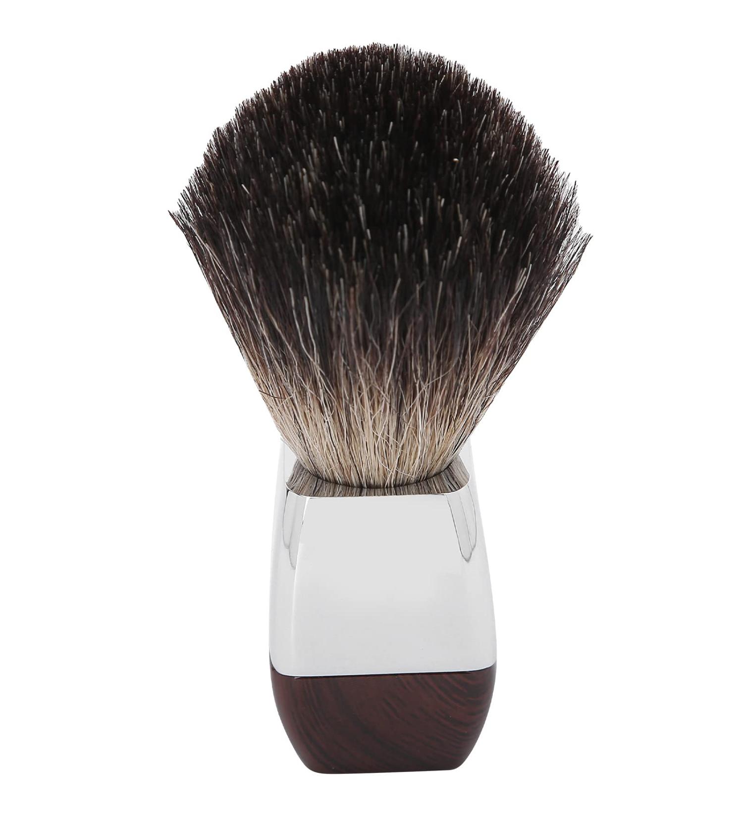 Professional Men's Shaving Brush - Portable Stainless Steel Handle for Home & Salon Use | Best Travel Razor Brush - Buy Online on SooperMarket.com