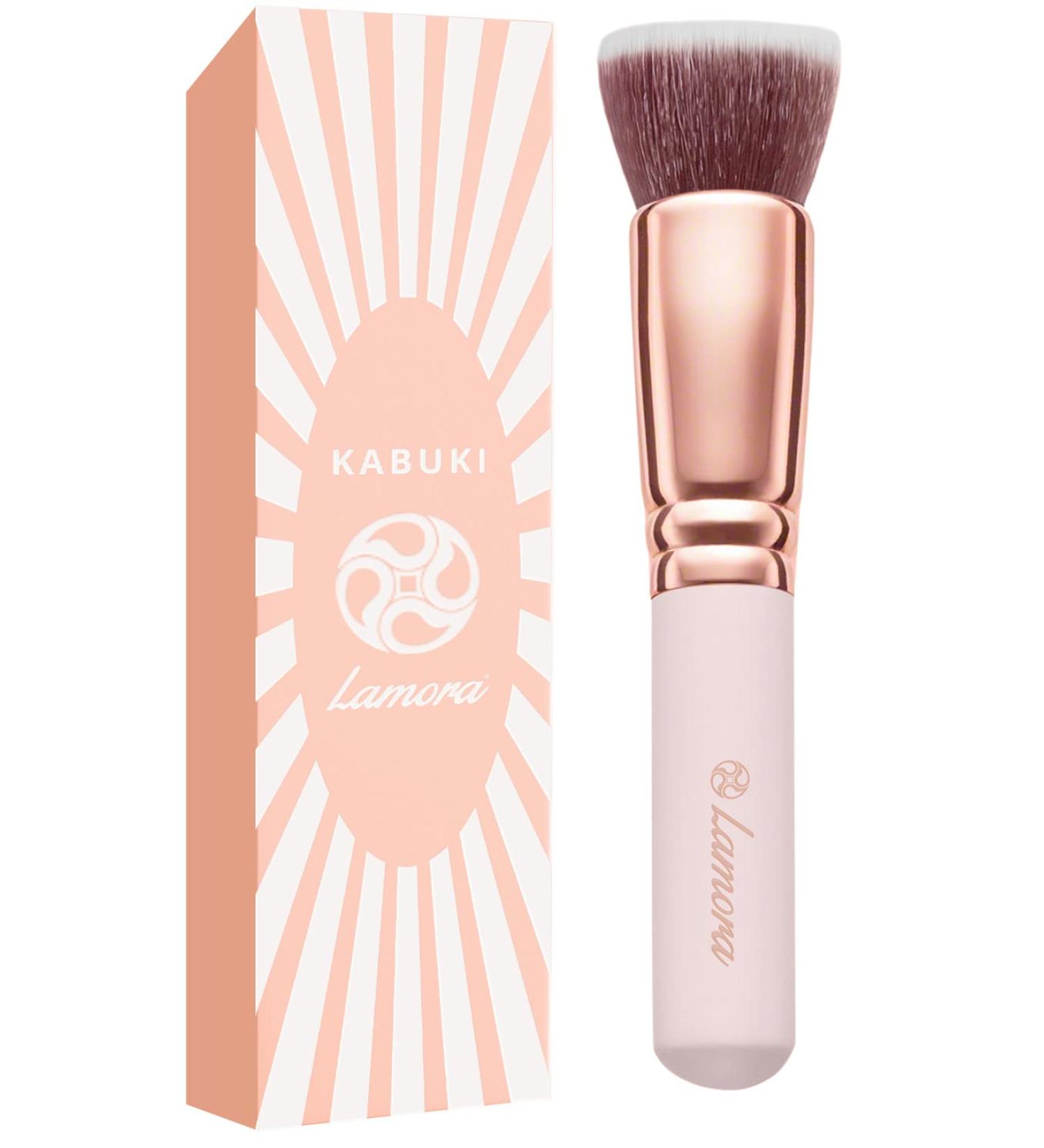 Flat Top Kabuki Foundation Brush | Premium Makeup Face Brush for Liquid, Cream, Powder | Blending, Buffing, Stippling | Pro Quality Synthetic Dense Bristles - Rose - Buy Online on SooperMarket.com