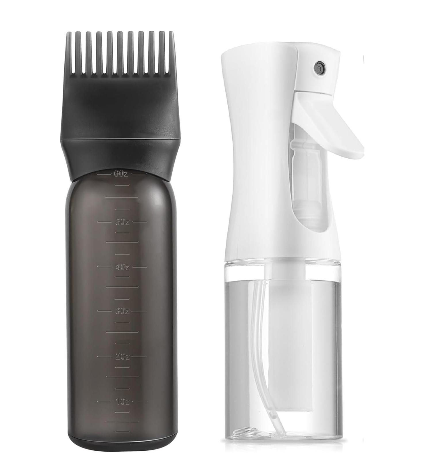 URRANEE Hair Applicator Bottle-Root Comb Applicator Bottle and Continuous Spray Bottle Hair Spray Bottle and Oil Applicator for Hair (Black) - Buy Online on SooperMarket.com