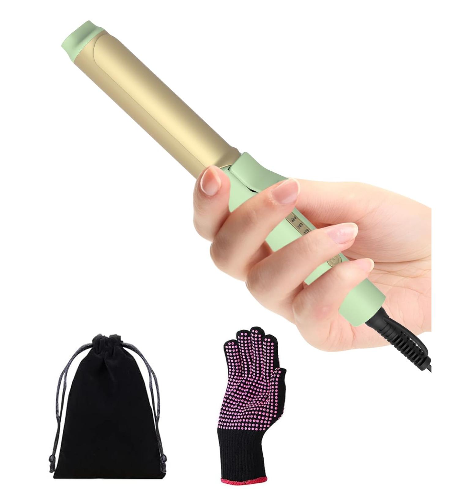 Mini Curling Iron 1 - Dual Voltage Travel Size for Short & Medium Hair | Adjustable Heat Fast Heating Includes Storage Bag & Gloves - Buy Online on SooperMarket.com