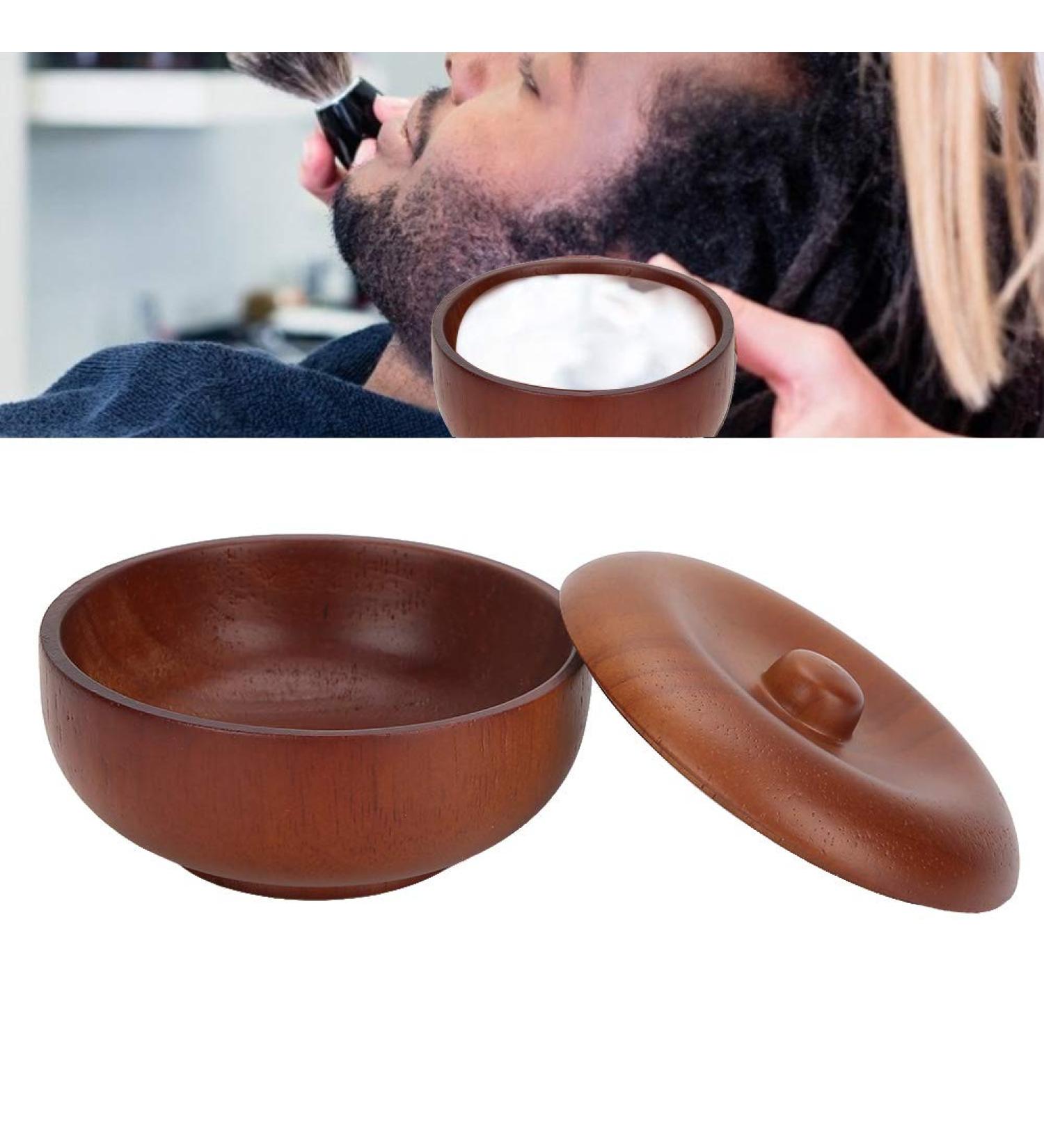 Premium Wooden Shaving Bowl & Soap Set | Wood Shaving Brush & Foam Cup for Professional Grooming - Buy Online on SooperMarket.com