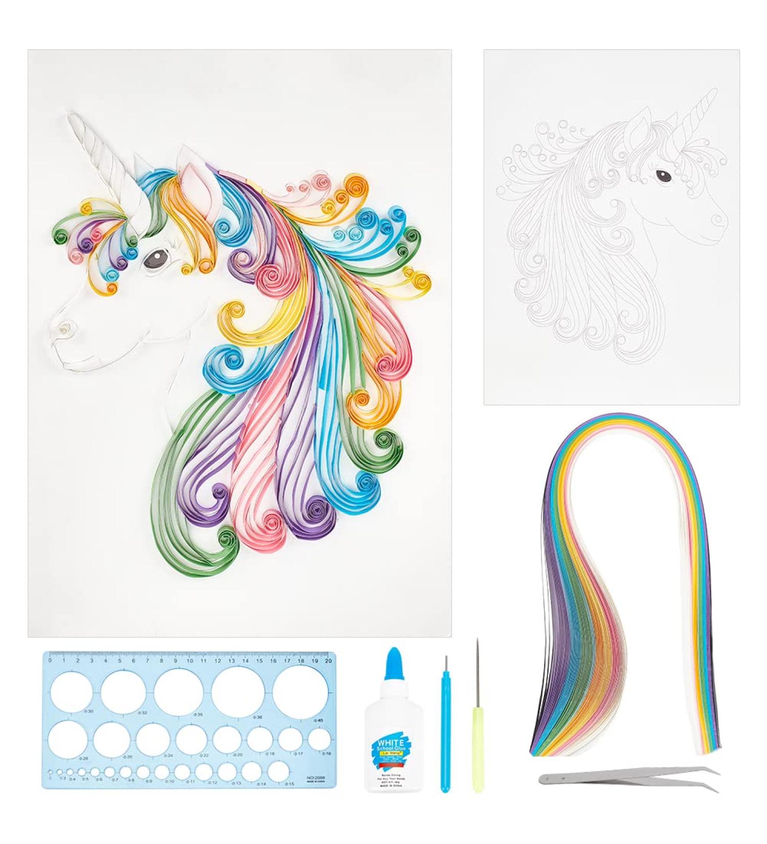 WEBEEDY Quilling Kit for Adults - DIY Paper Filigree Painting Set with Tools for Handmade Wall Art Decor - Unicorn Theme - Creative Gift Idea - Buy Online on SooperMarket.com