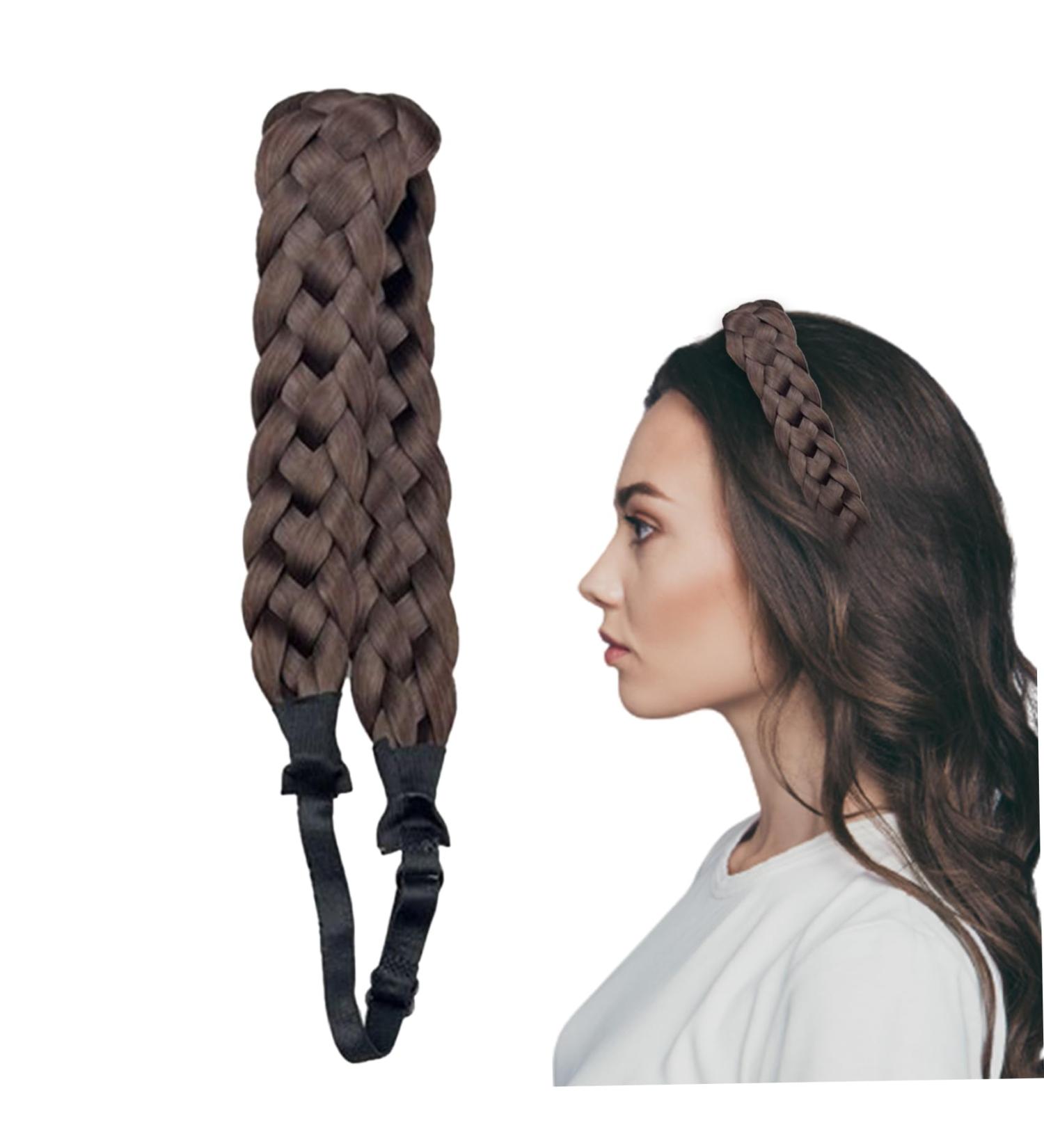Braid Headband 5 Strands Synthetic Hair Braided Headband Chunky & Wide Plaited Braid Hair Band Adjustable Elastic Stretch Hairpiece for Girls (Style 3) - Buy Online on SooperMarket.com
