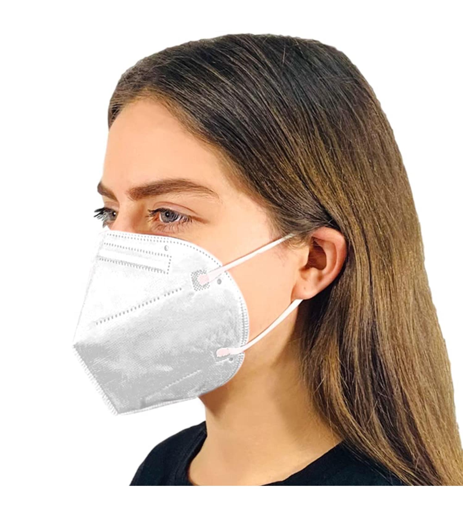 5-Layer Disposable Face Mask Made in USA | 95%+ Filtration | Comfortable Ear Loop | Soft Touch Material | 10 Units (White) - Buy Online on SooperMarket.com