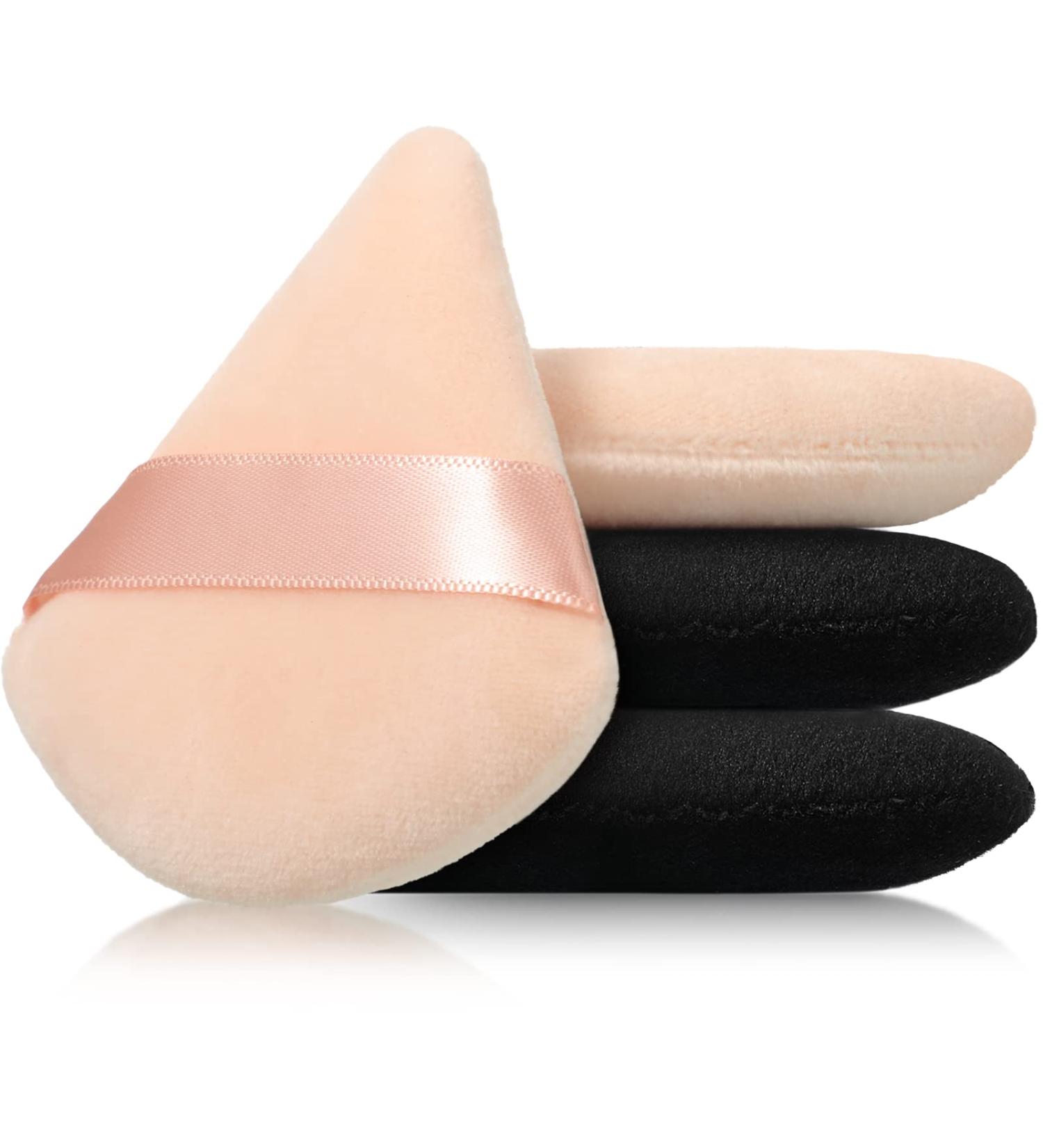 Triangle Makeup Sponge Set - 4 Pcs Cosmetics Face Powder Puff for Foundation - Soft Velvet Body Cushion Pads in Black Nude - Buy Online on SooperMarket.com