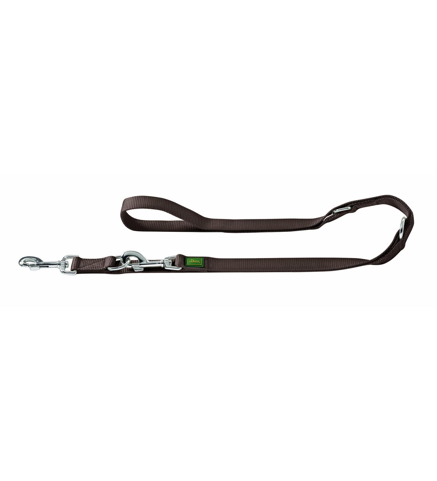 HUNTER Adjustable leash made of soft non-slip nylon classic 2.0 x 200 cm brown brown 2.0 x 200 cm