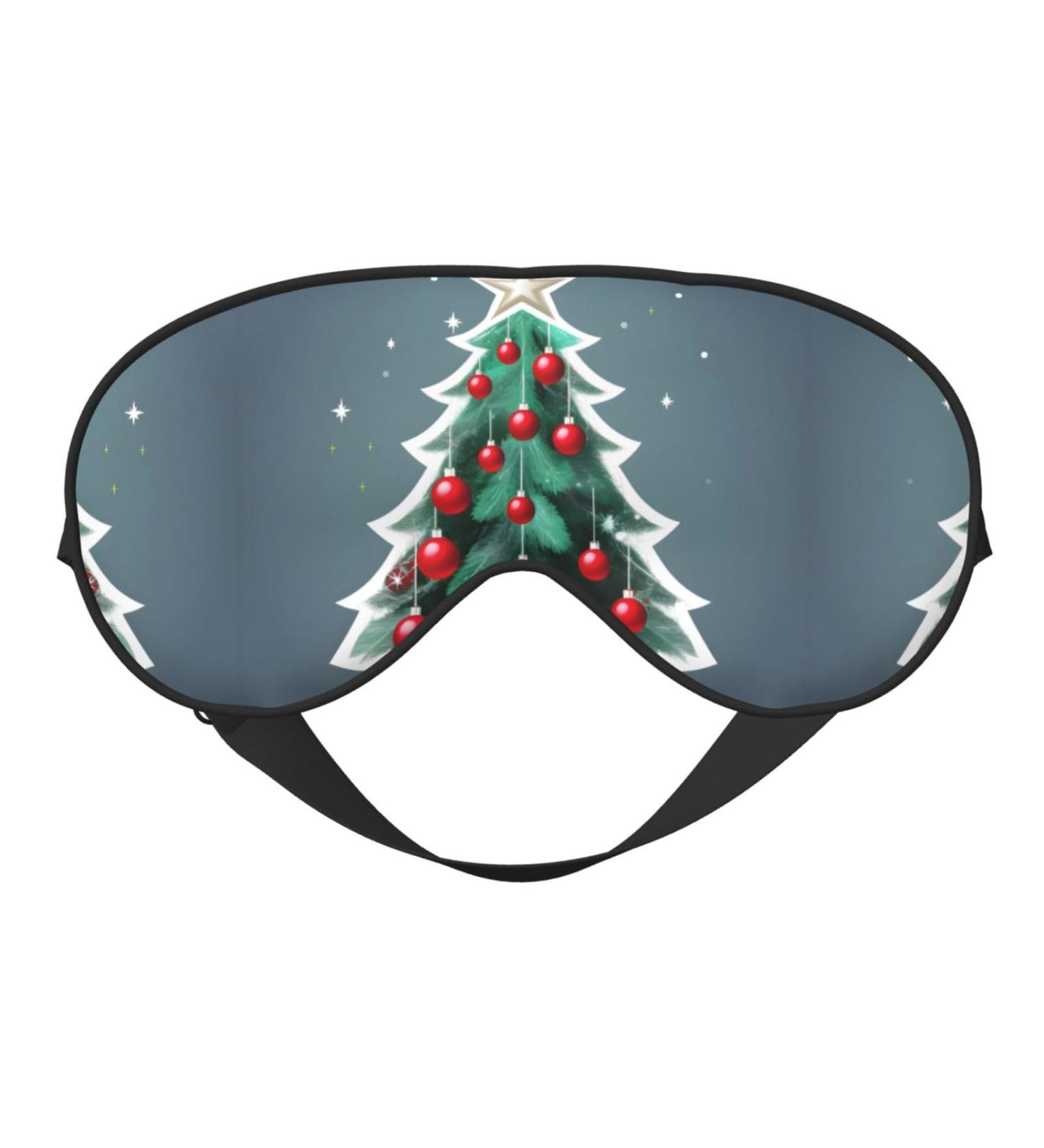 Christmas Tree and Red Ball Print Double-Sided Eye Mask Soft and Light Blocking for Enhancing Sleep Quality - Buy Online on SooperMarket.com