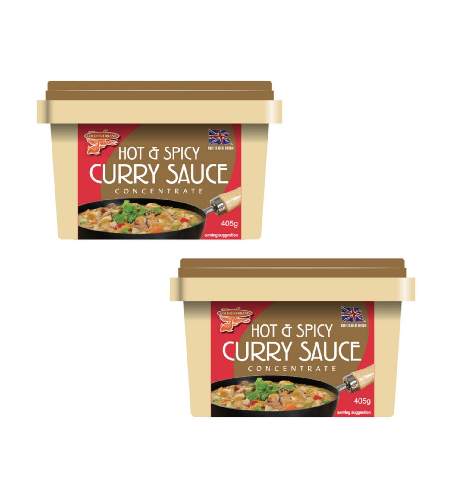 Goldfish Hot & Spicy Curry Sauce Concentrate 405g (Pack of 2) - Authentic Flavor for Homemade Curry Dishes | Fiery Flavor | Traditional Spices - Buy Online on SooperMarket.com