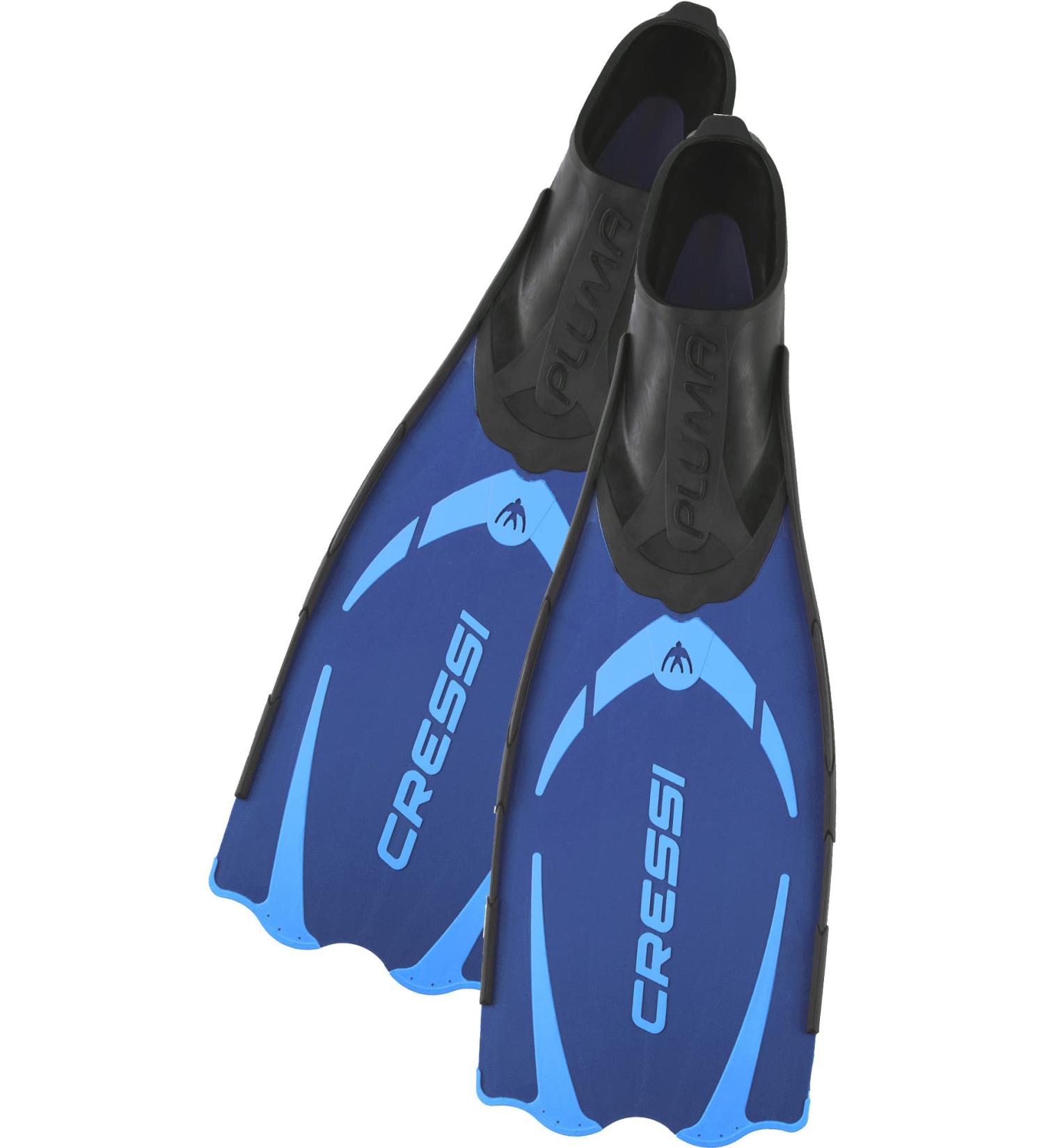 Cressi Pluma Full Foot Snorkeling Fins - Made in Italy - EU 45/46 | US Men 11/12.5, Women 12/13.5 - Blue/Azure - Buy Online on SooperMarket.com