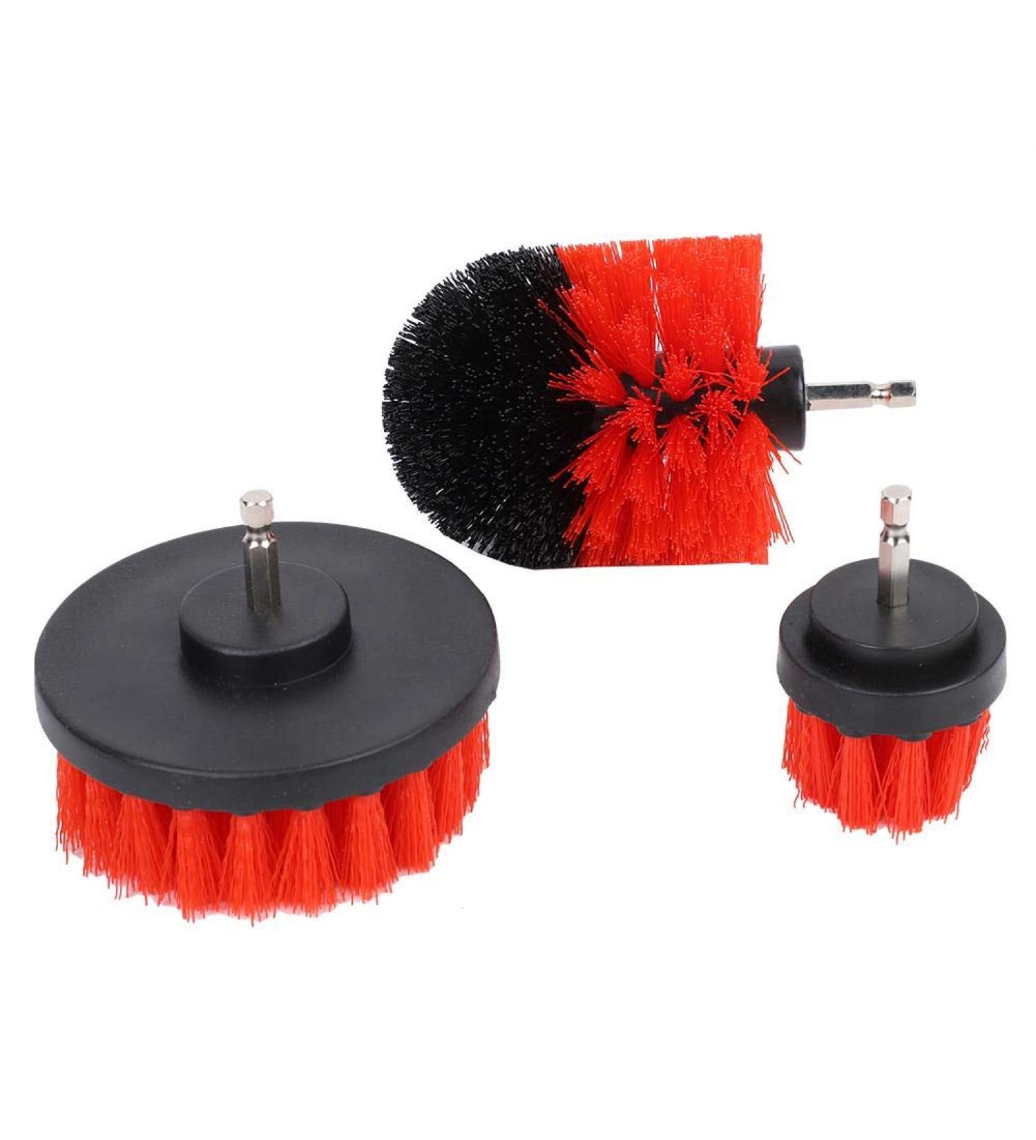 3pcs 3 Colors Drill Brush Replacement Power Scrubber Brush Electric Drill Kit for Bathroom Surfaces Tub Kitchen Shower and Sinks (Red) - Buy Online on SooperMarket.com