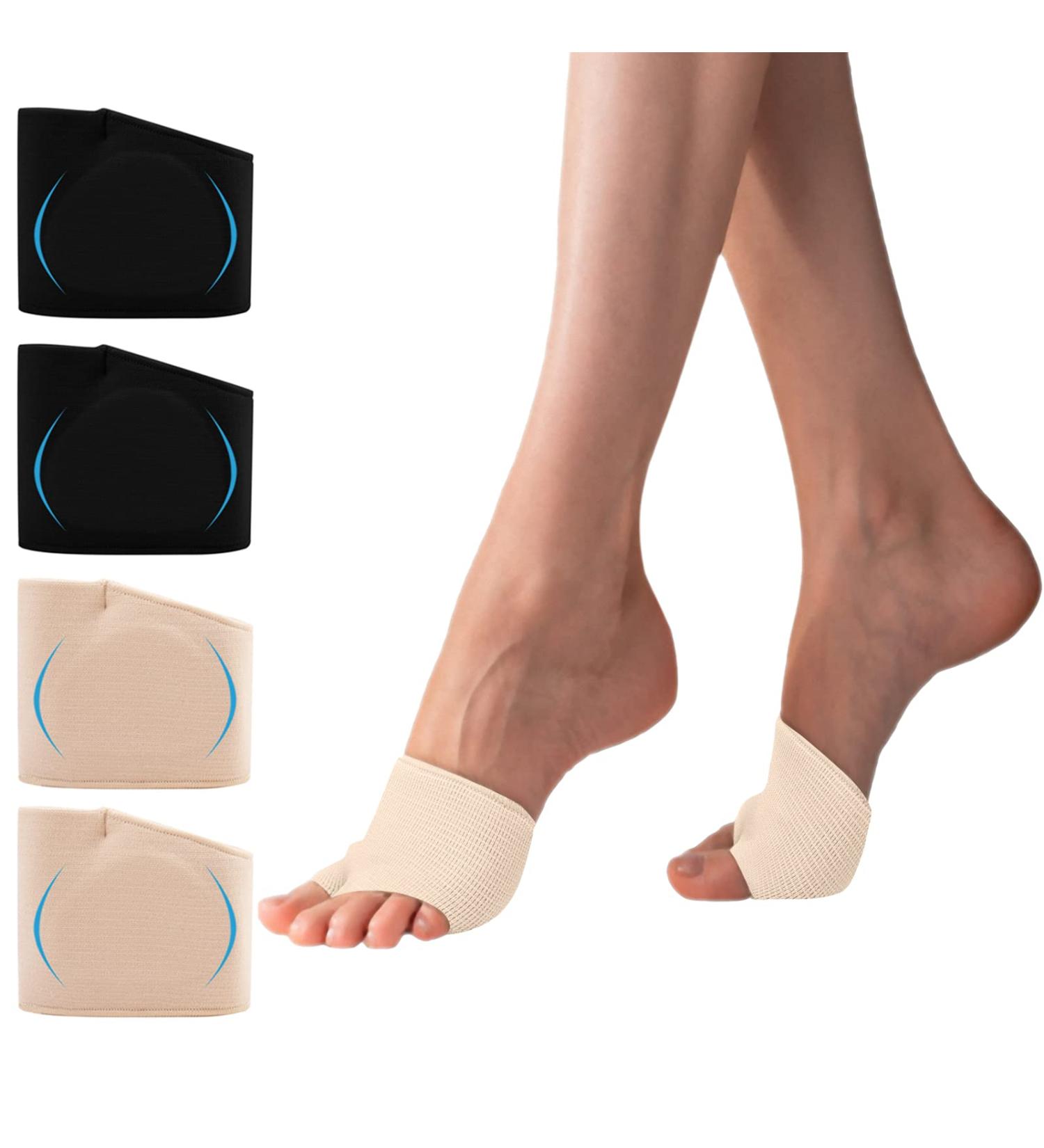 2 Pair Soft Gel Metatarsal Pads for Ball of Foot Pain Relief - Men & Women - Black & Beige - Buy Online on SooperMarket.com