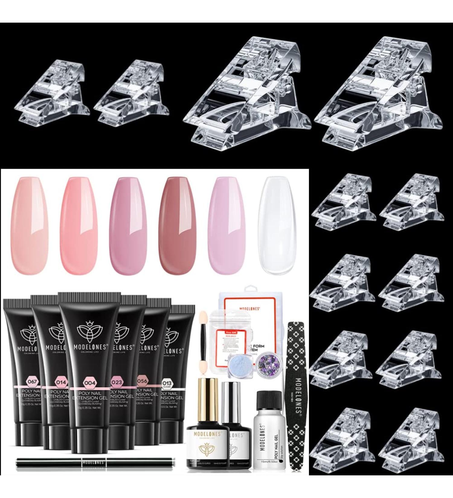 Modelones Poly Nail Gel Kit with 10PCS Nail Tips Clip - Professional Nail Extension Set - Buy Online on SooperMarket.com