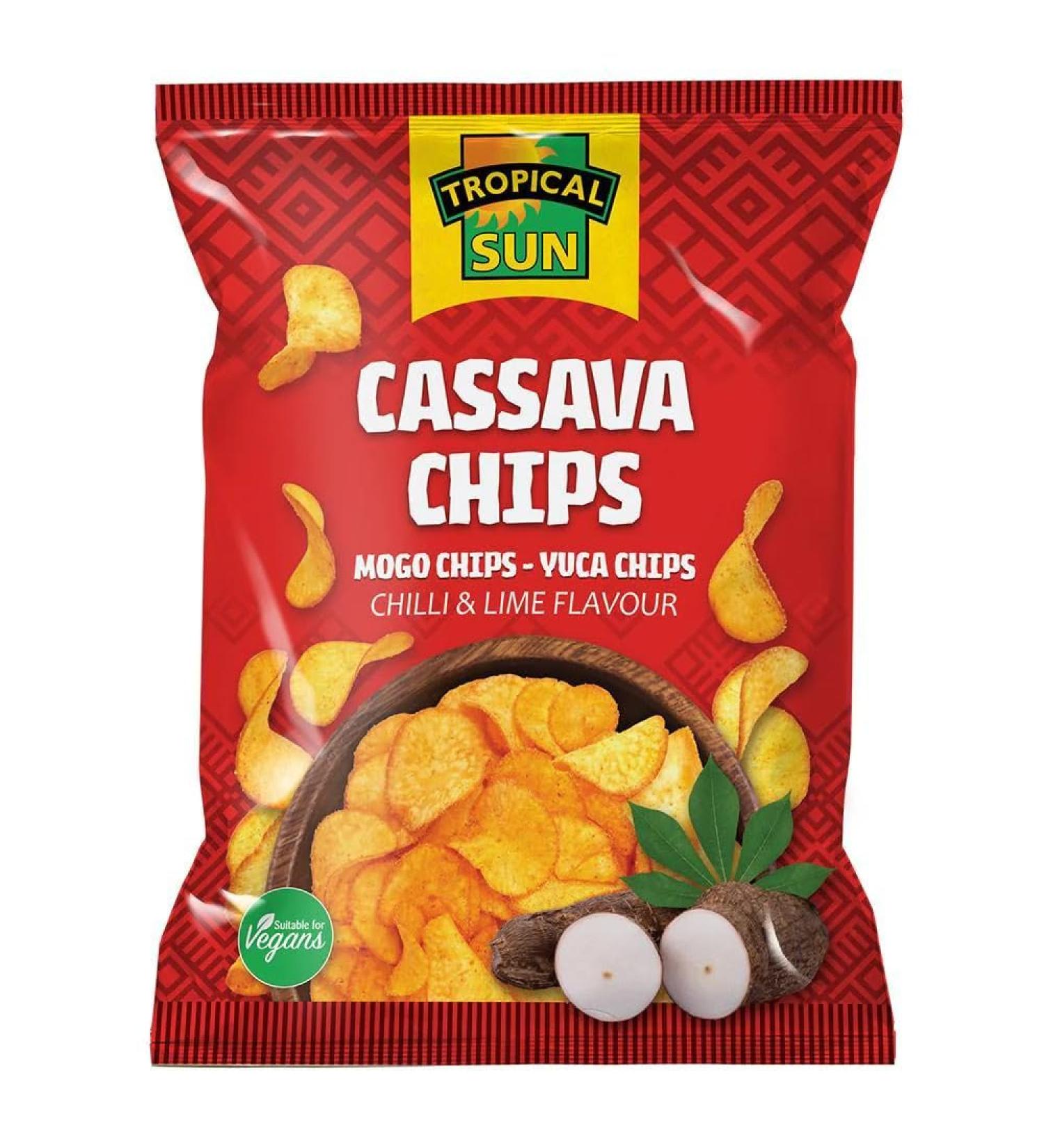 Tropical Sun Cassava Chips Chilli & Lime 80g Box of 12-Fd