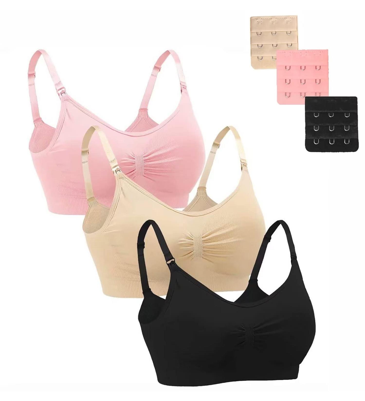 Dreamburn Maternity Nursing Bra | Wireless & Seamless | Comfortable Breastfeeding | XXL | Black/Beige/Pink | Adjustable Hooks & Removable Pads - Buy Online on SooperMarket.com