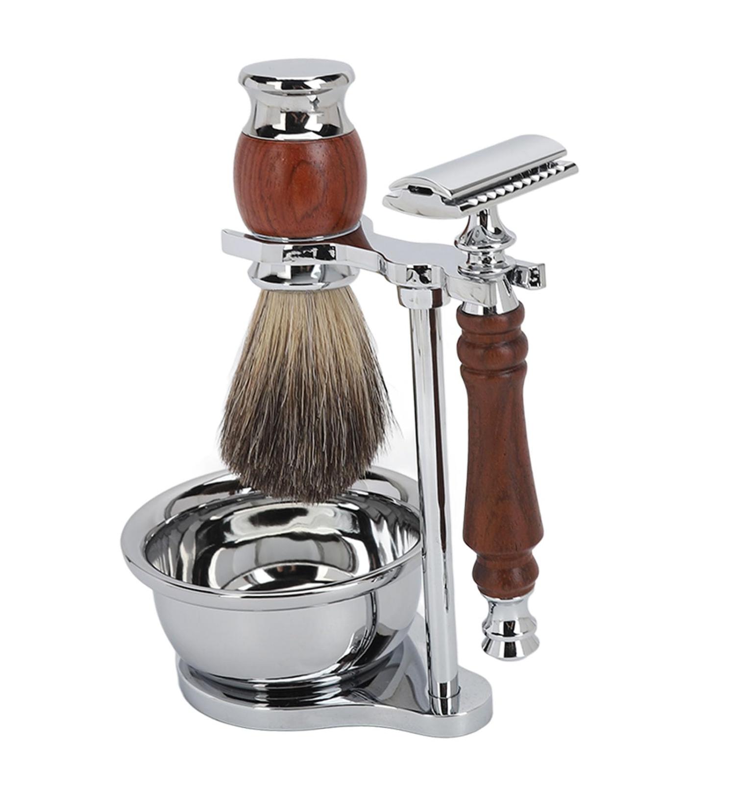 Premium Men's Shaving Set with Wooden Handle | Easy to Clean | Perfect Gift for Him - Buy Online on SooperMarket.com
