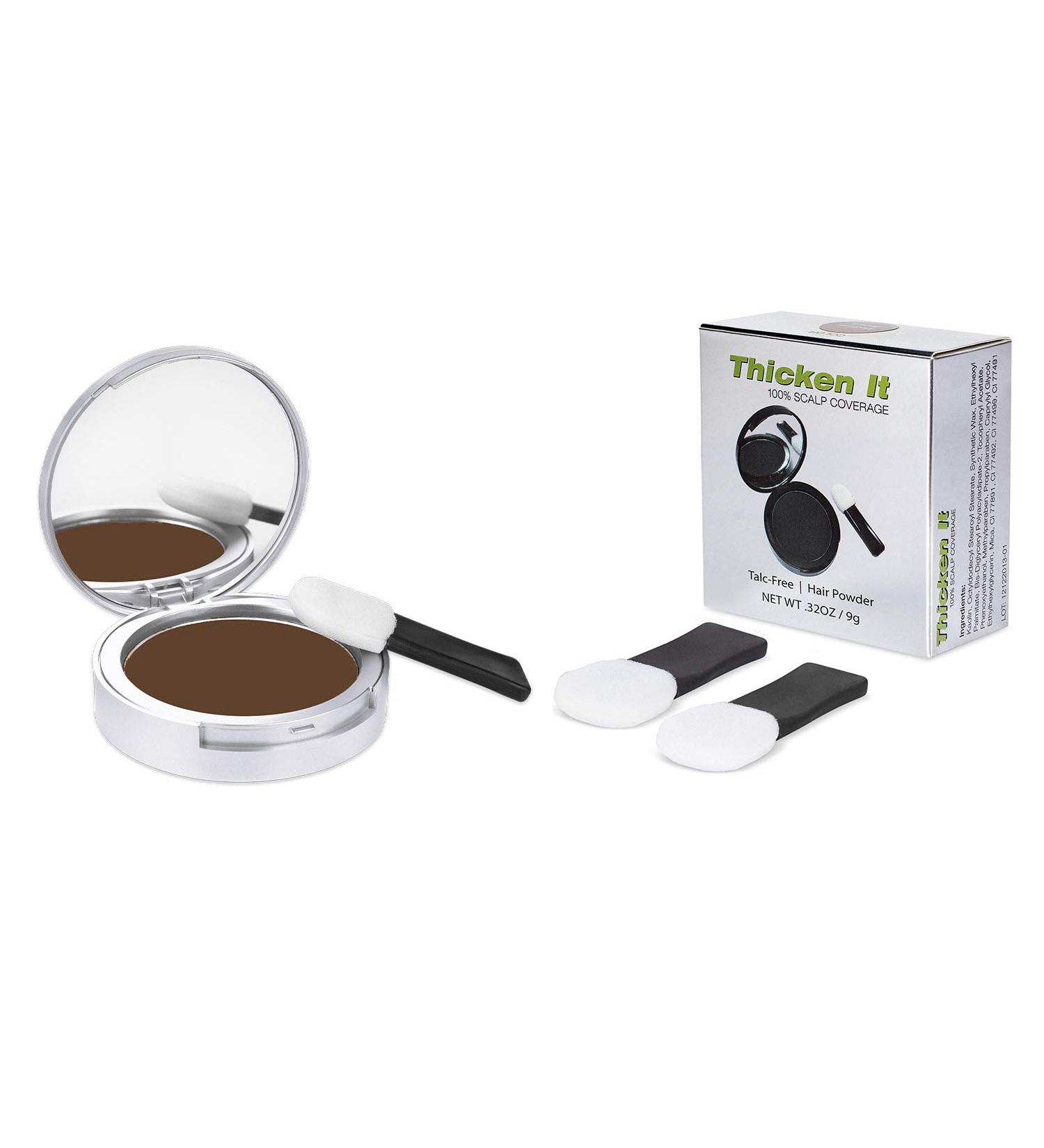 Thicken It 100% Scalp Coverage Hair Powder in Medium Brown - Talc-Free Hair Loss Concealer for Men and Women - Water Resistant .32 oz. - Naturally Thicker Than Fibers & Sprays - Buy Online on SooperMarket.com
