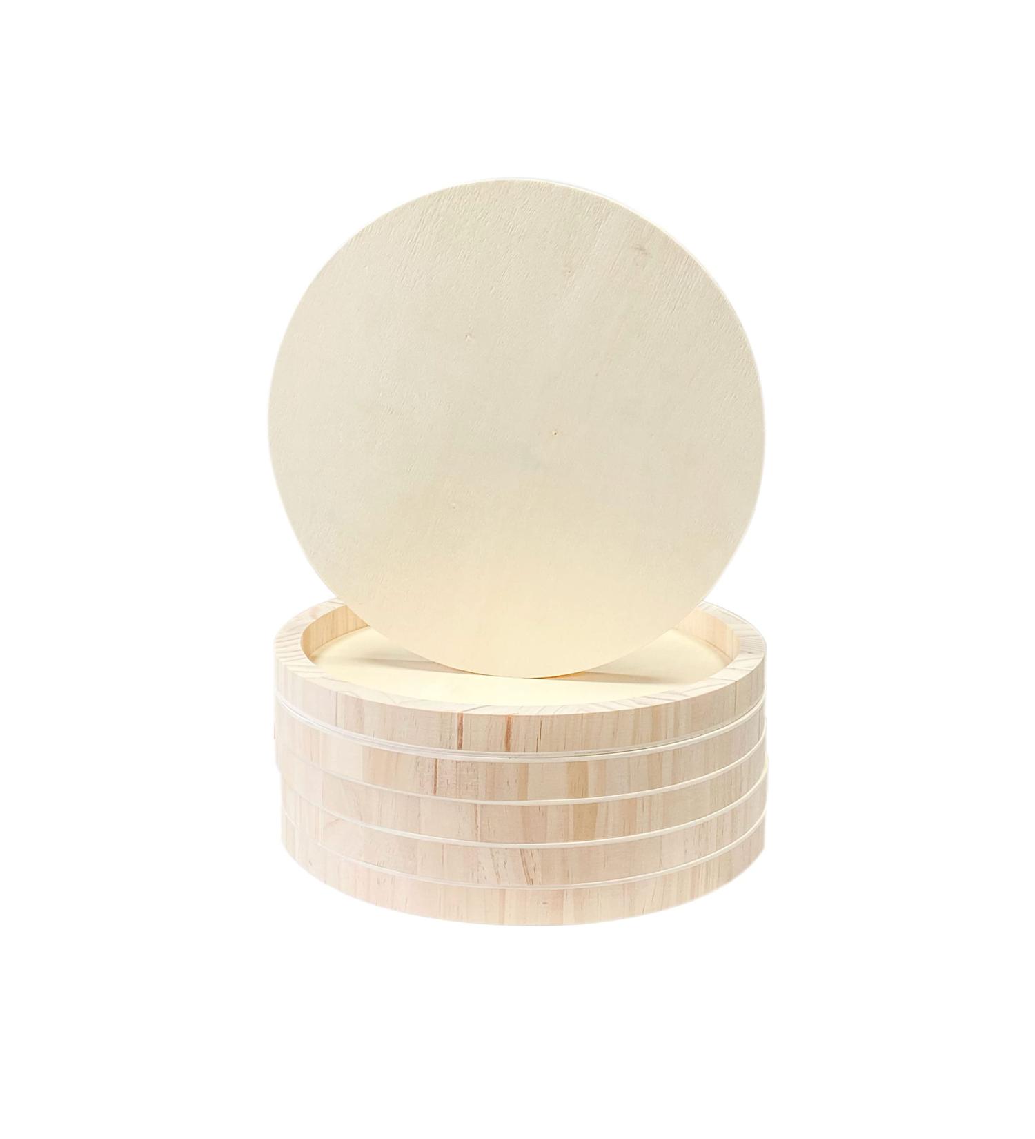 12 Inch 6 Pack Wood Art Panels Round Shaped Unfinished Wooden Canvas Panels Round Crafts Wood Plate Round Wooden Frame Oil Pouring Acrylics Painting 0.86X12X12 Inch