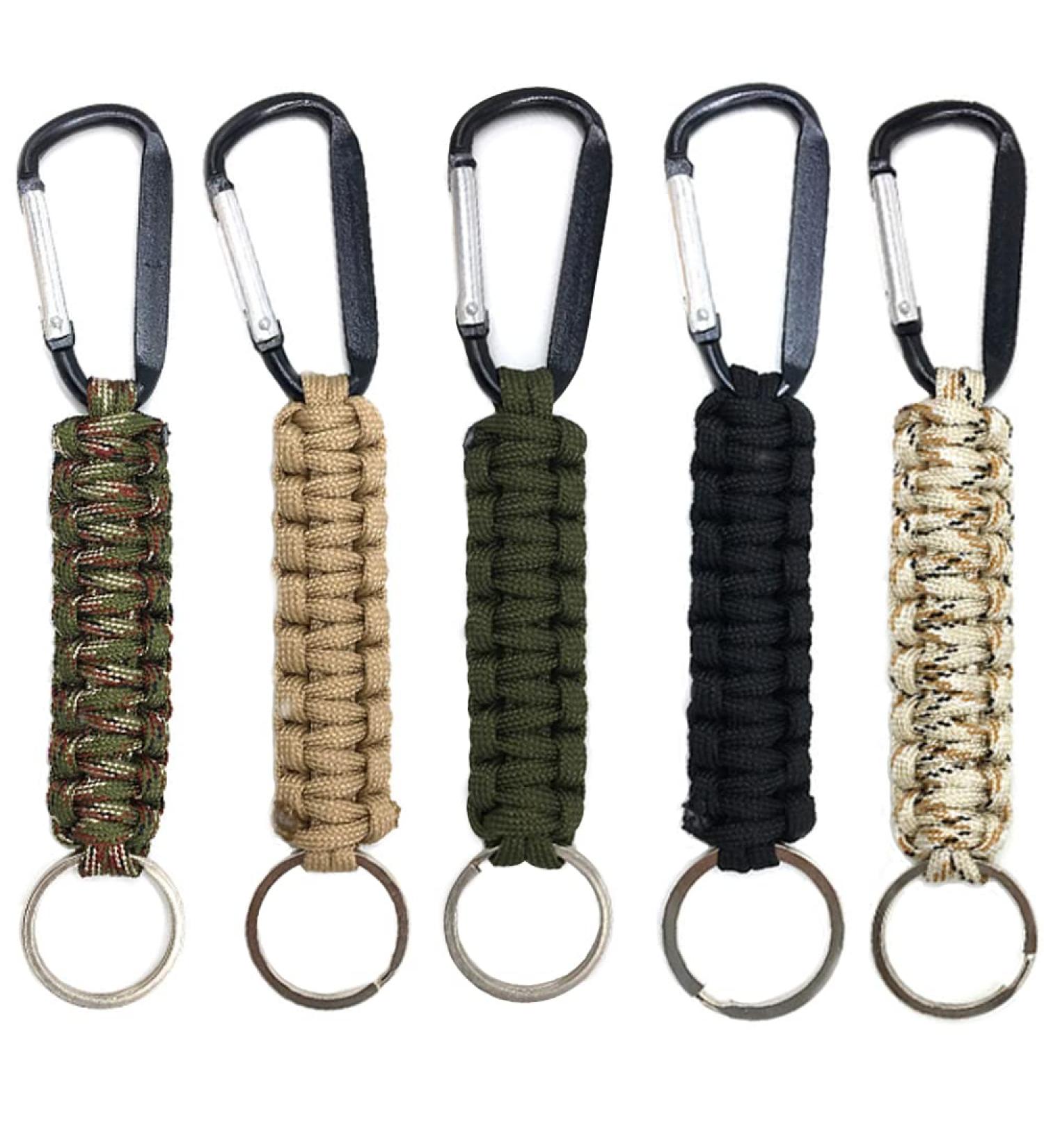 Kaxich 5-Piece Paracord Keychain Set with Carabiner - Durable Braided Lanyard for Keys Knives Flashlight Camping & Adventure - Perfect for Hiking & Hunting - Buy Online on SooperMarket.com
