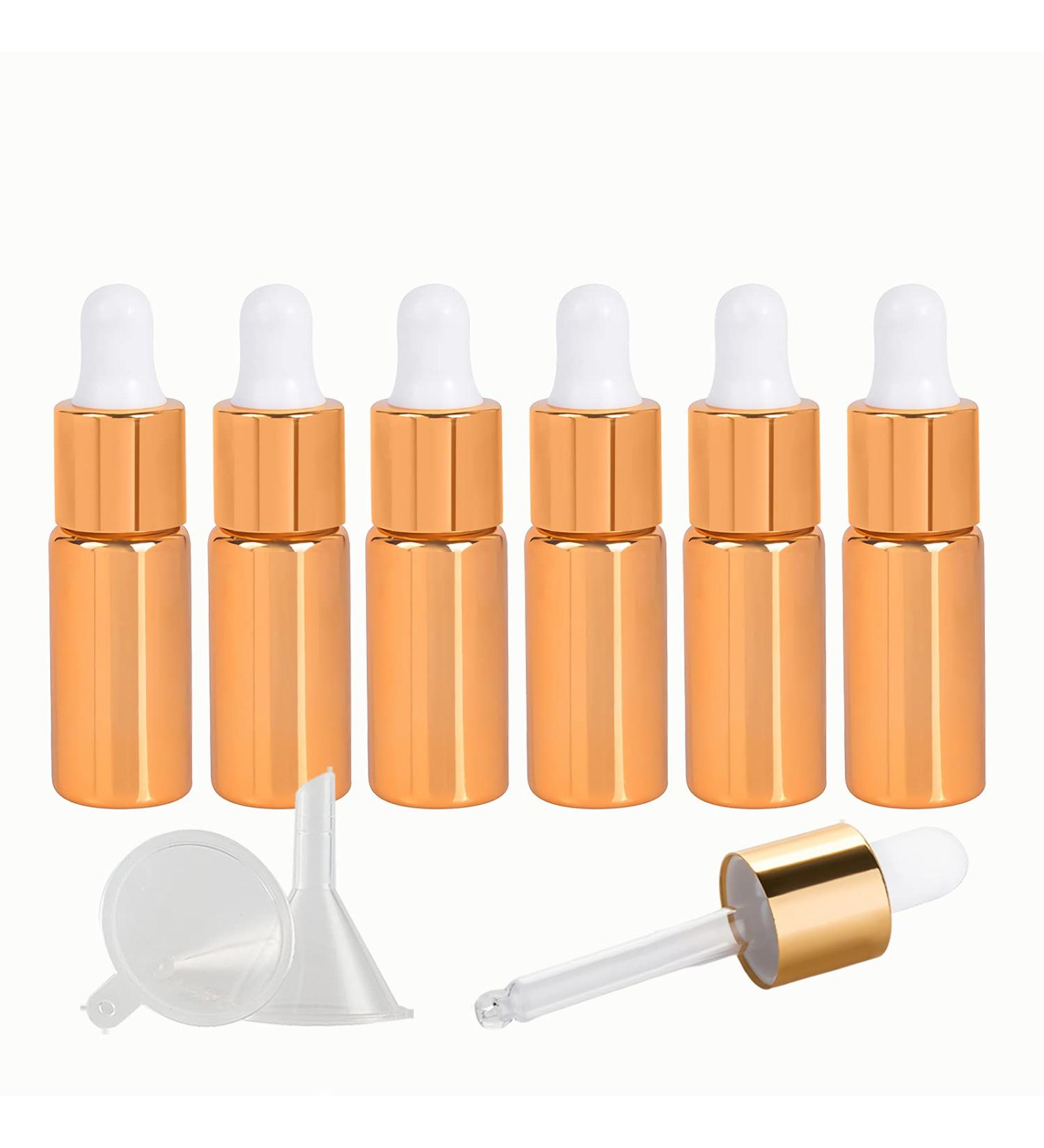 Tianzd 6-Pack 5ml Chrome Yellow Drip Bottles with Glass Pipette - Perfect for Perfume & Essential Oils - Buy Online on SooperMarket.com