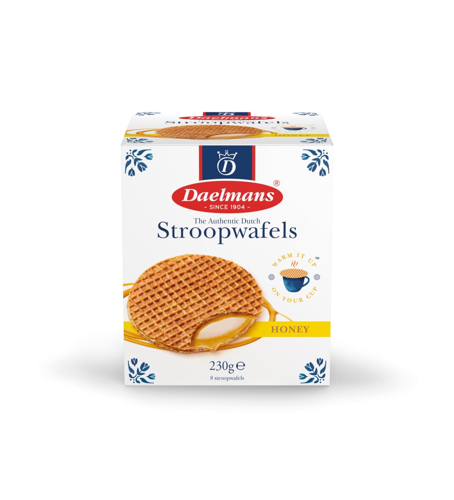 Daelmans Honey Stroopwafels - 8-Pack Cube Box for Sweet Treats - Buy Online on SooperMarket.com