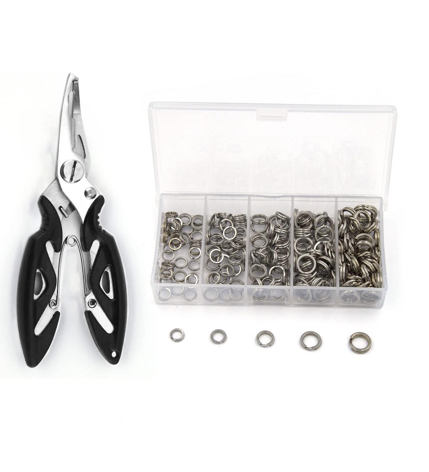 Fishing Stainless Steel Split Rings 201pcs Pack with Plier Set - Saltwater Fishing Plier Tool Kit for Lure Connectors | 5 Sizes | High Tensile Force - Buy Online on SooperMarket.com