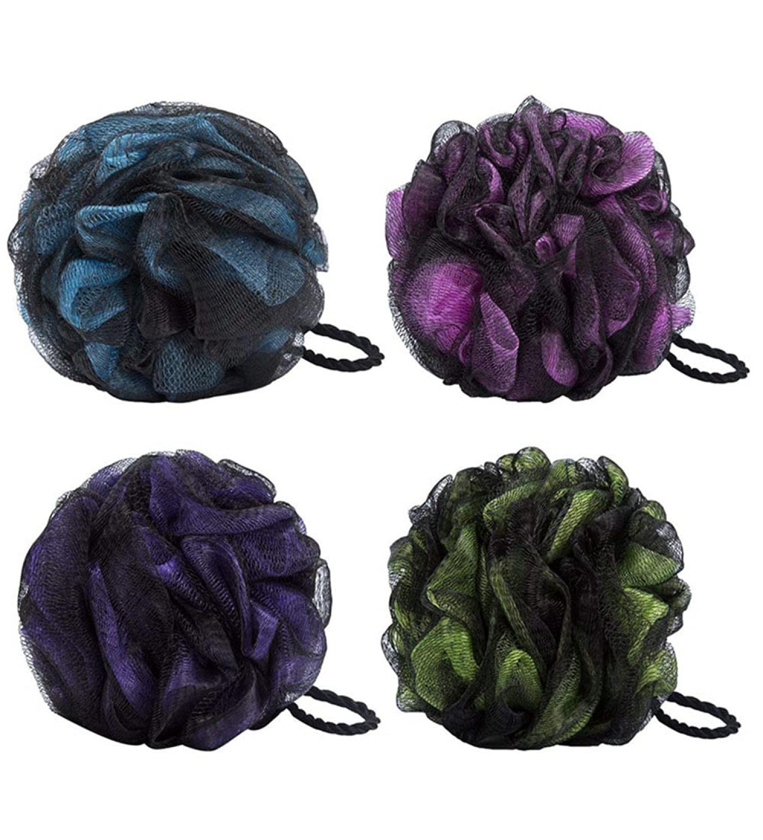 4 Pack JollyJelly Bath Shower Sponges - Double Mesh Body Scrubbers for Smooth Skin | Luffa Scrub Brushes for Men & Women | International Shipping - Buy Online on SooperMarket.com
