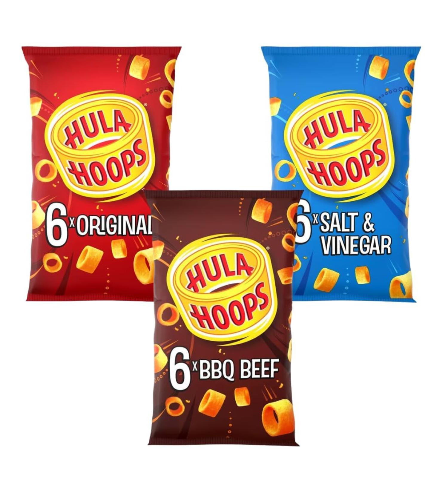 Crisps Bundle Consisting of Hula Hoops Salt & Vinegar Multipack Crisps 6 x 24g BBQ Beef Multipack Crisps 6 x 24g and Original Multipack Crisps 6 x 24g (3 Pack) - Buy Online on SooperMarket.com