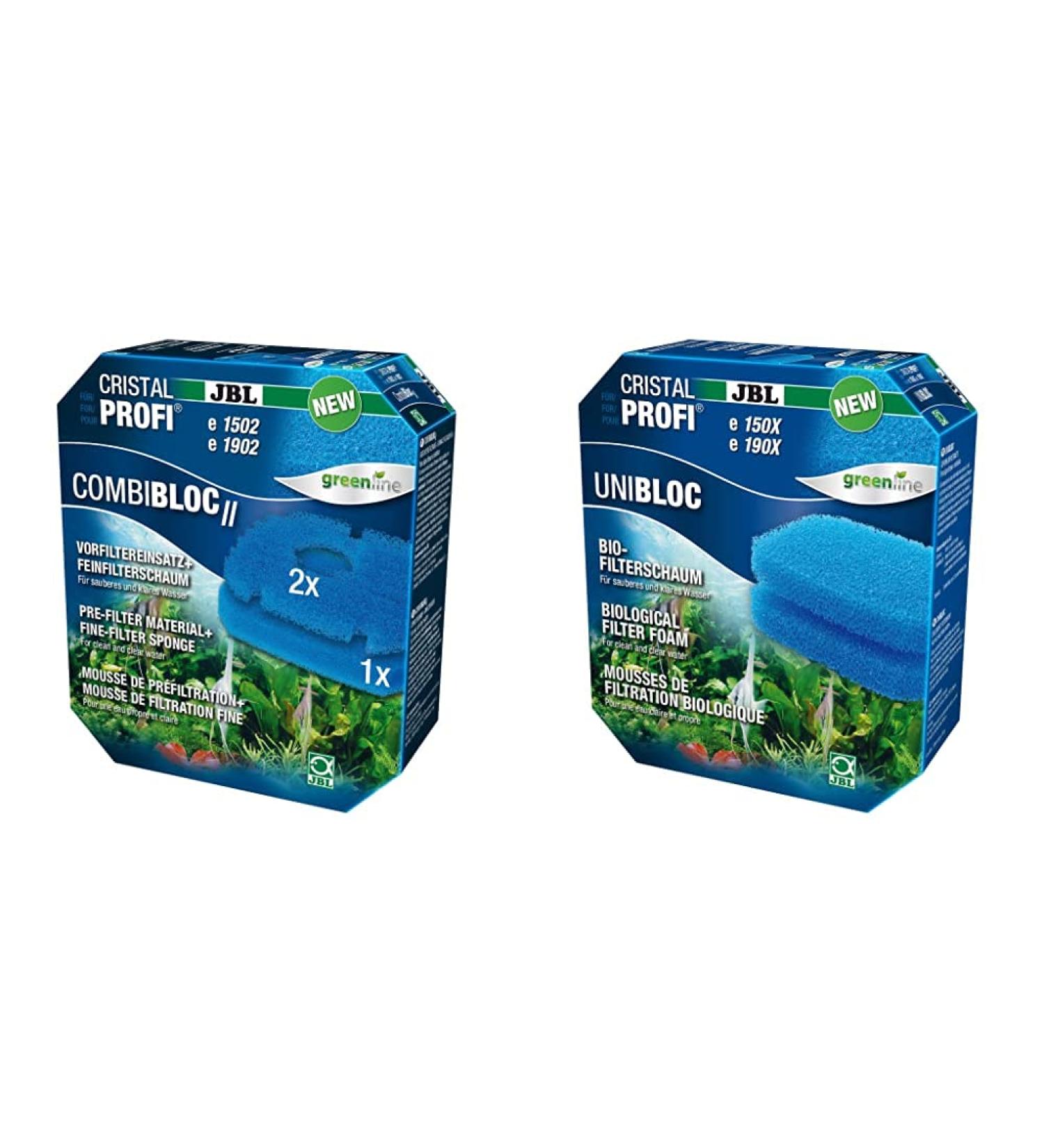 JBL COMBLOC II & Unibloc Bio Filter Foam for CristalProfi E Series - Pre-Filter & Fine Filter Inserts - 2-Pack Bundle for Aquarium Filters - Buy Online on SooperMarket.com