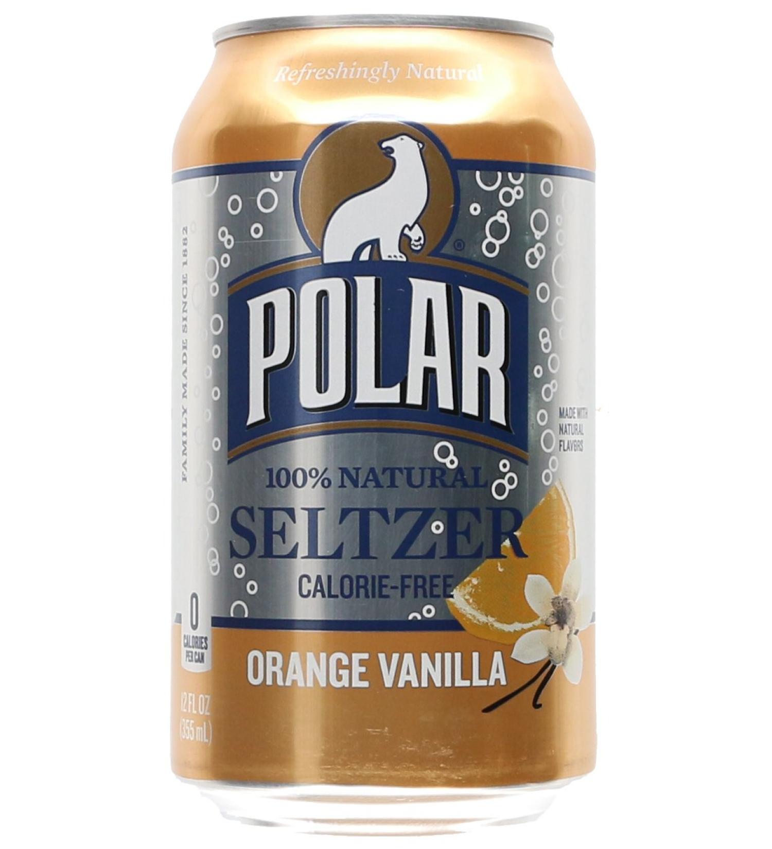 Polar Seltzer Water, Orange Vanilla, 12 fl oz (Pack of 8)