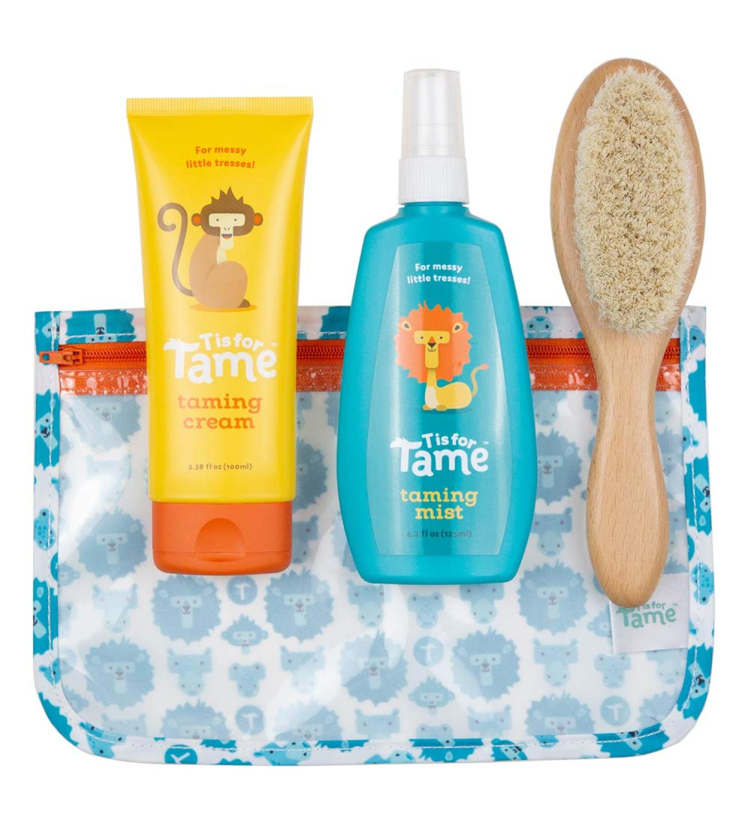 Tame Kids Hair Bundle: Natural Hair Taming Cream & Spray for Frizz, Flyaways & Static - Safe for Babies & Toddlers - Includes Bag & Soft Brush - Buy Online on SooperMarket.com